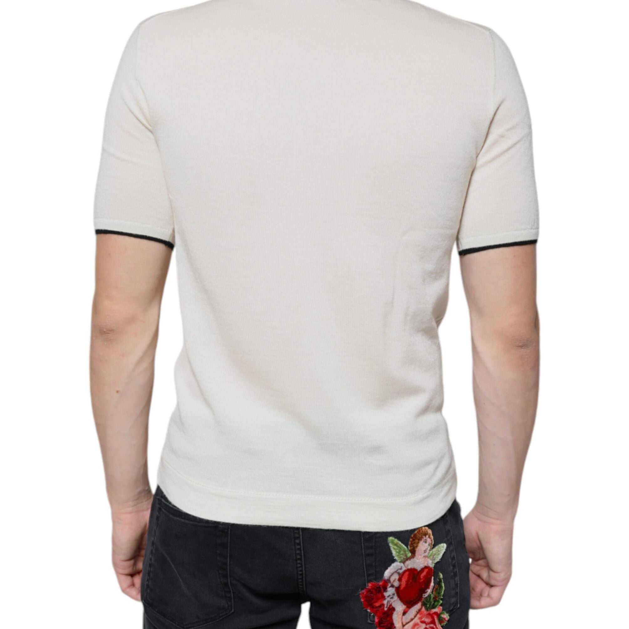 Dolce & Gabbana Off White Cashmere Short Sleeves T-shirt