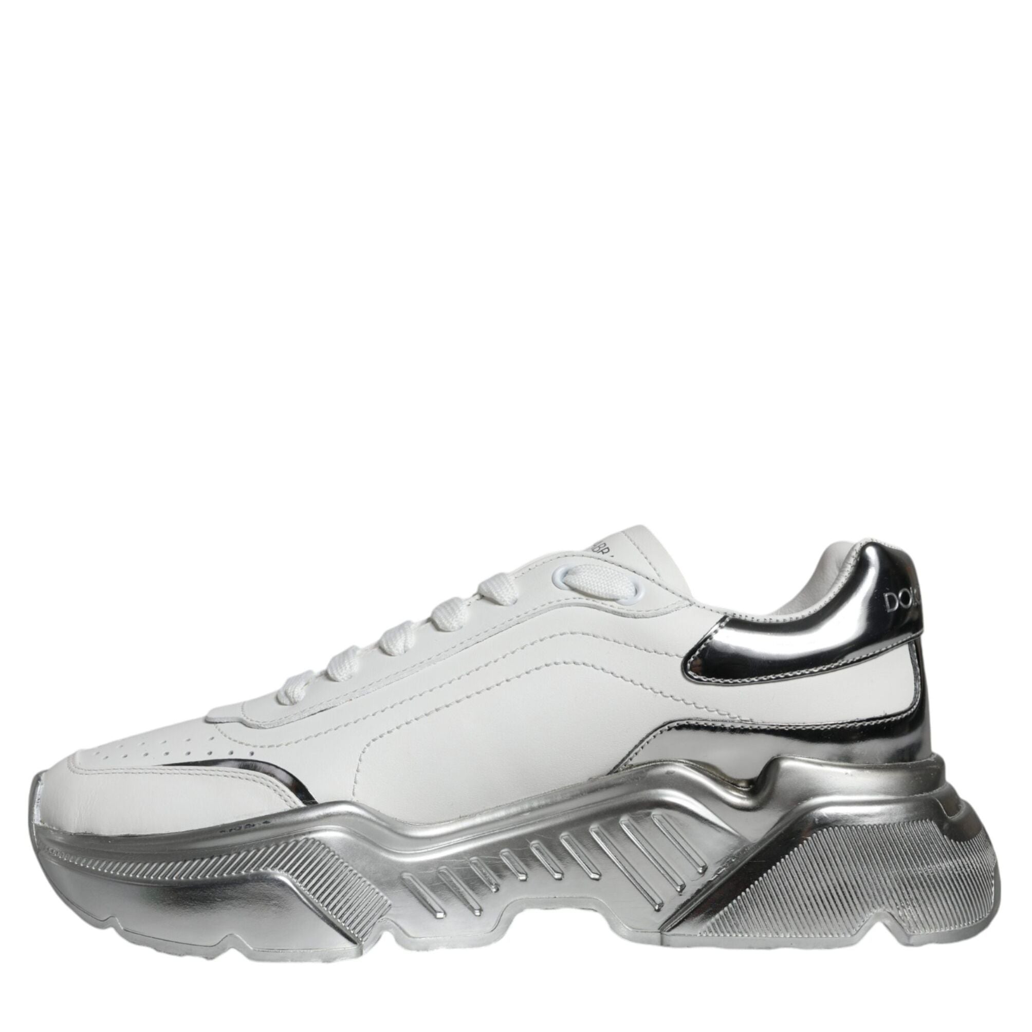 Dolce & Gabbana White Silver Daymaster Low Top Sneakers Shoes