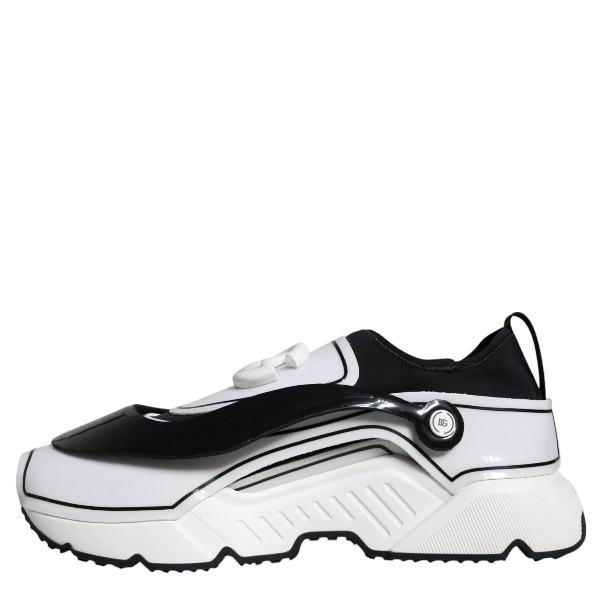 Dolce & Gabbana White Black Logo Plaque Daymaster Sneakers Shoes