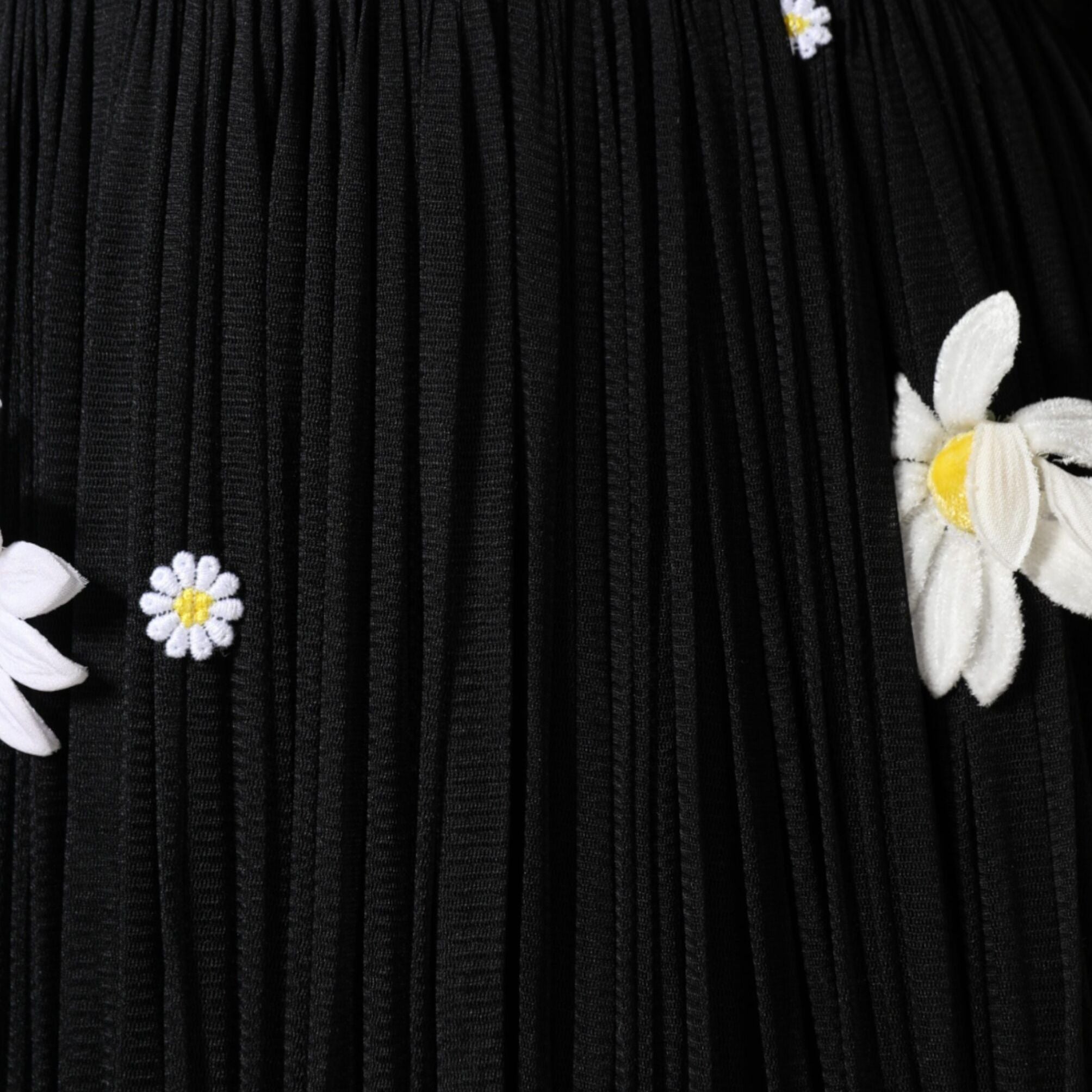 Dolce & Gabbana Black Silk Daisy A-line Long Maxi Dress