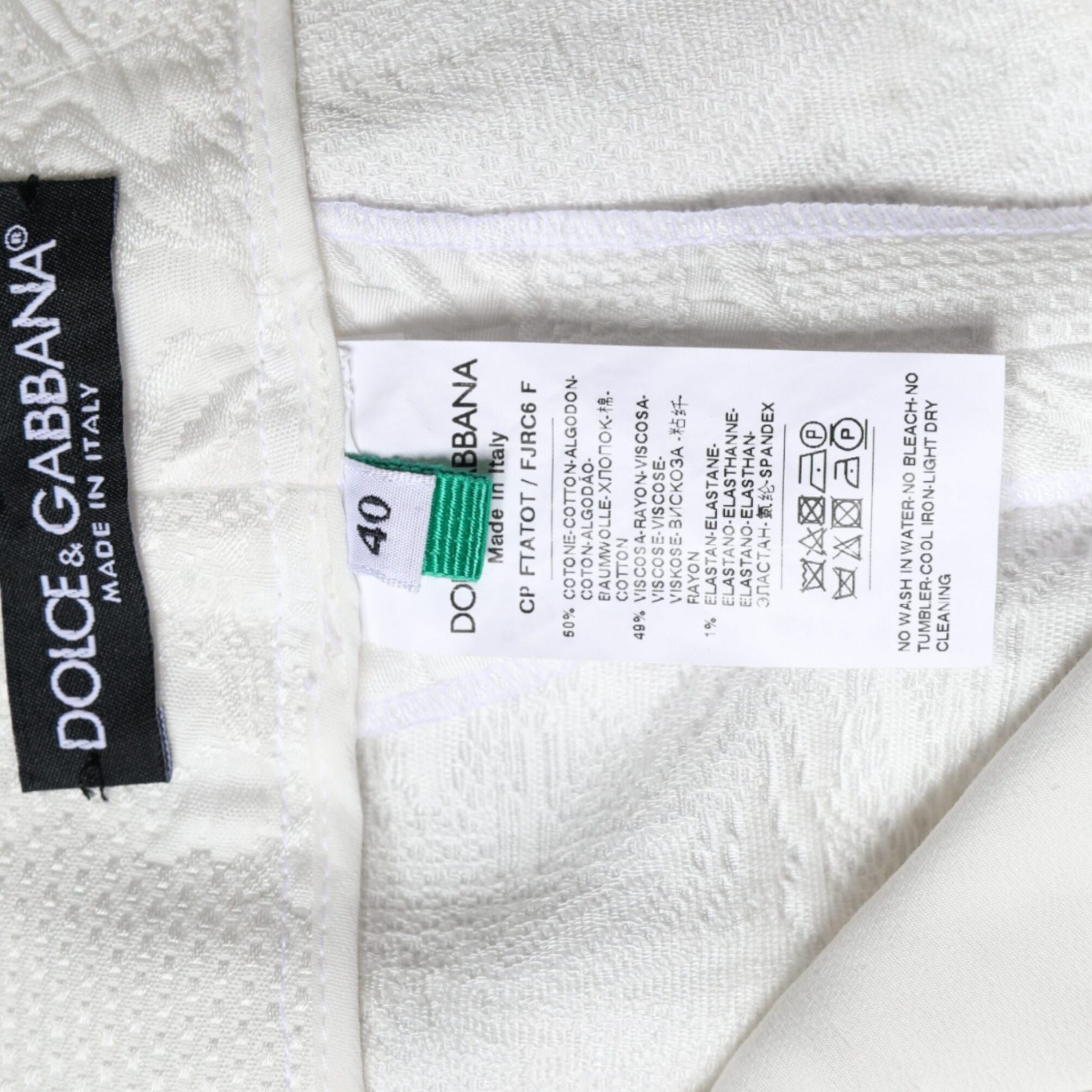Dolce & Gabbana White Floral Brocade Cotton Cropped Pants