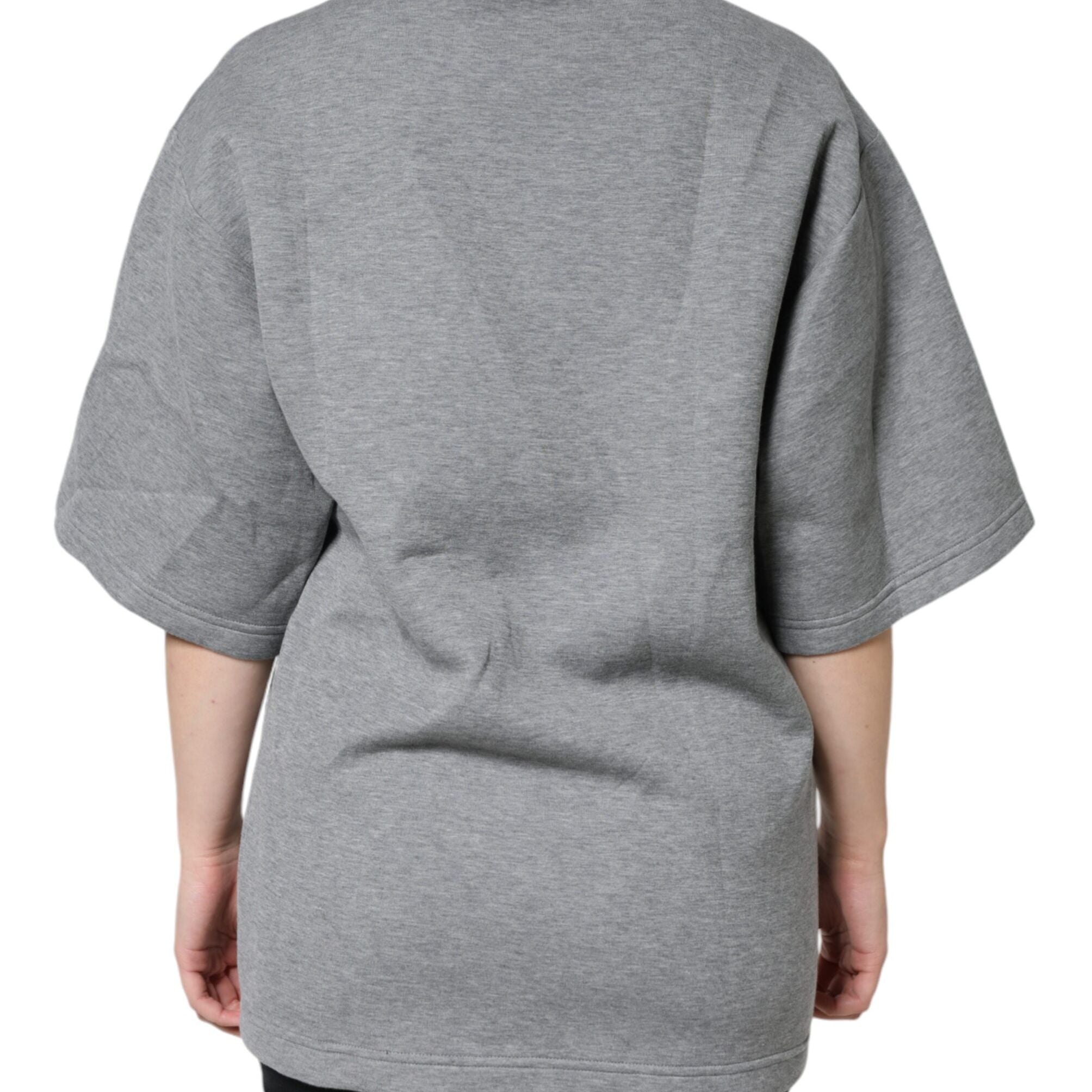 Dolce & Gabbana Gray Cotton Blend Embellished Tee T-shirt
