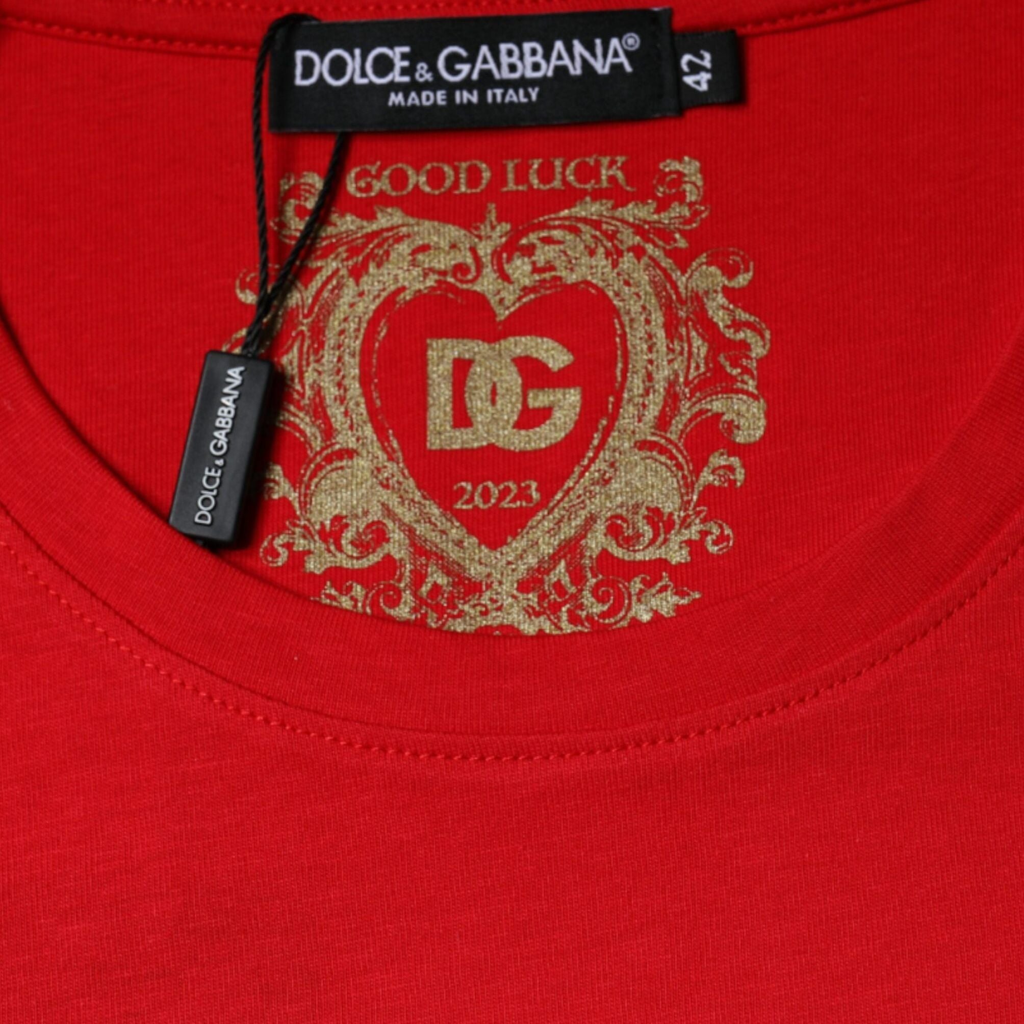Dolce & Gabbana Red Cotton Crew Neck Short Sleeve Tee T-shirt