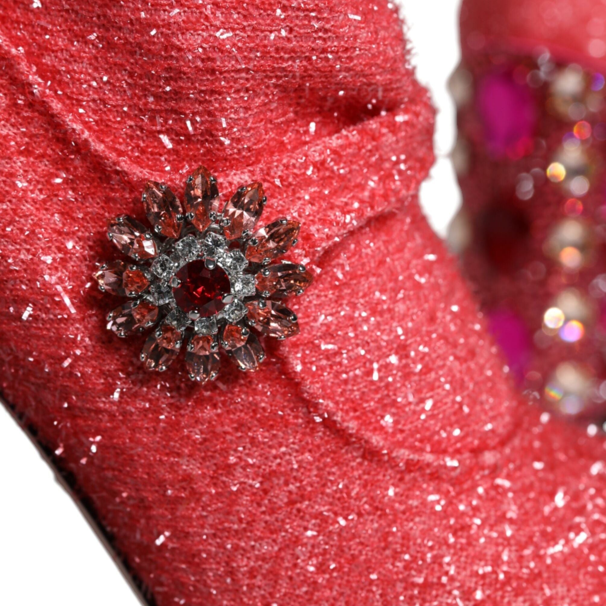 Dolce & Gabbana Pink Crystal Lurex Fantasy High Boots Shoes