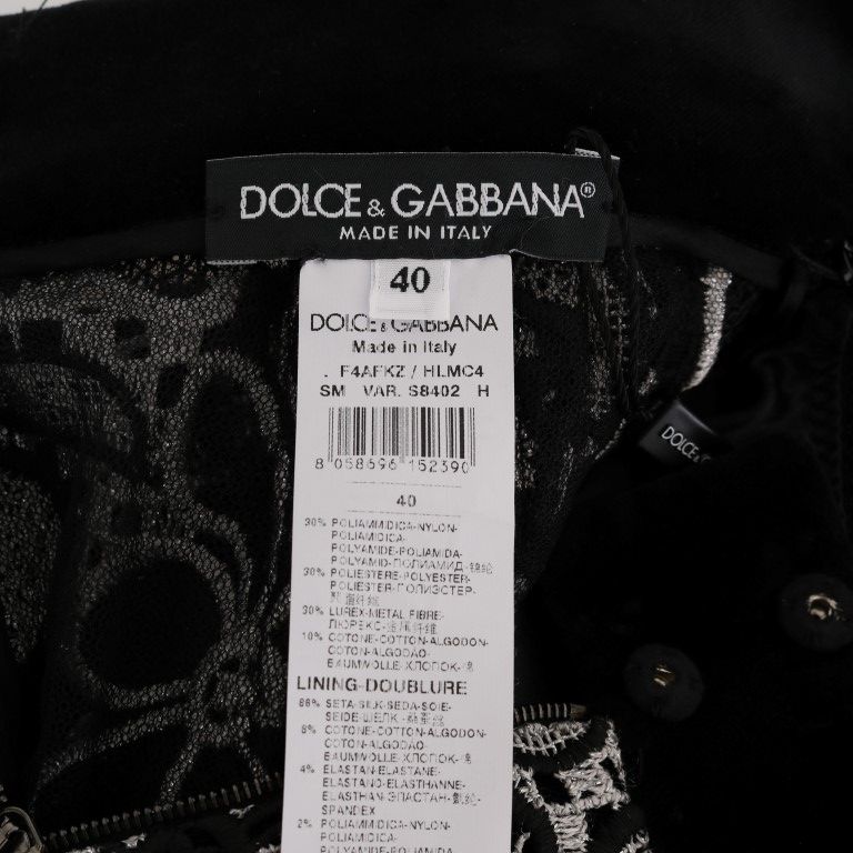 Dolce & Gabbana Floral Macramé Lace Crystal Button Skirt
