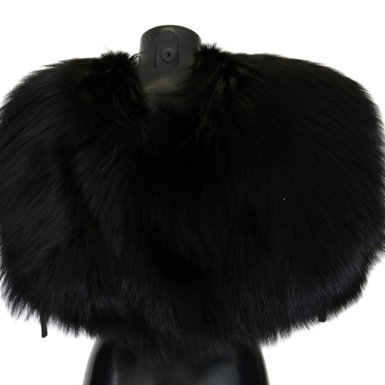 Dolce & Gabbana Black Silver Fox Fur Scarf