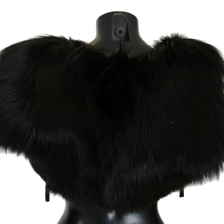 Dolce & Gabbana Black Silver Fox Fur Scarf