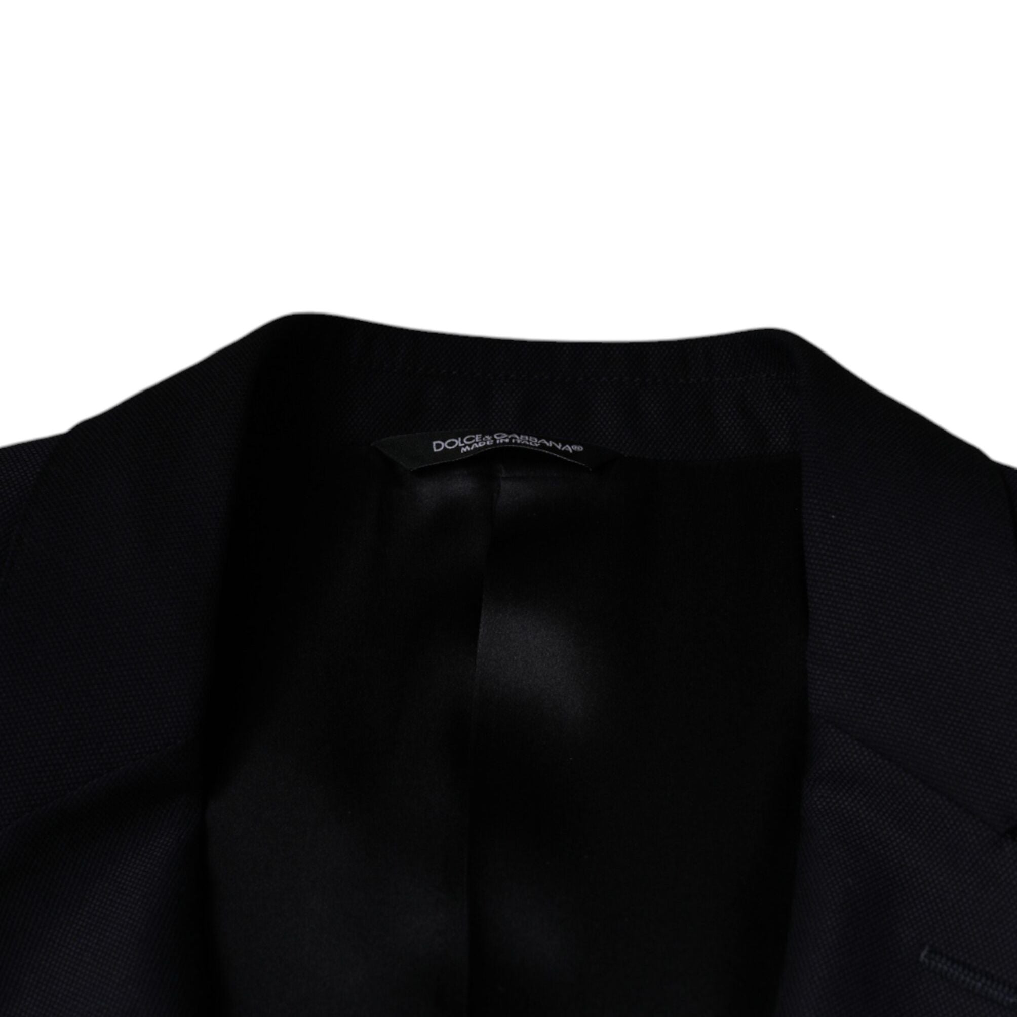 Dolce & Gabbana Dark Blue Wool Single Breasted Dress Coat Blazer