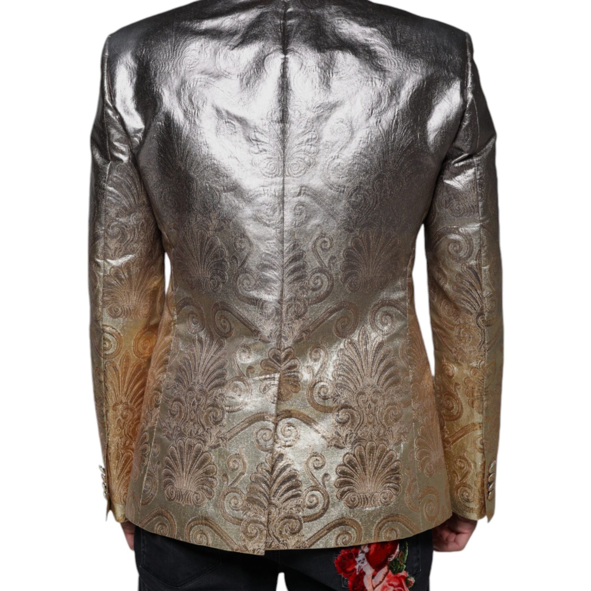 Dolce & Gabbana Gold Jacquard Single Breasted Dress Blazer