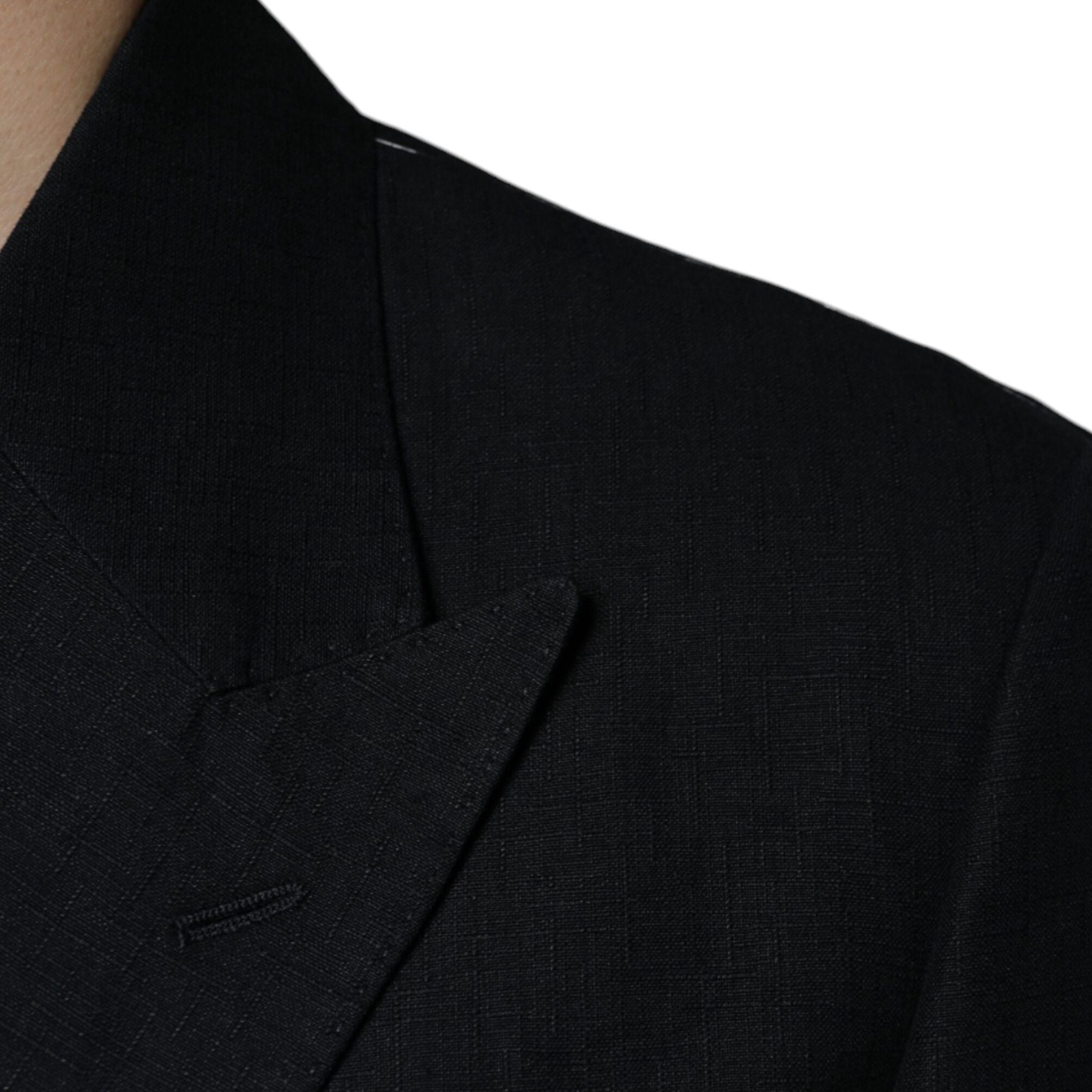Dolce & Gabbana Black Linen Double Breasted Dress Blazer