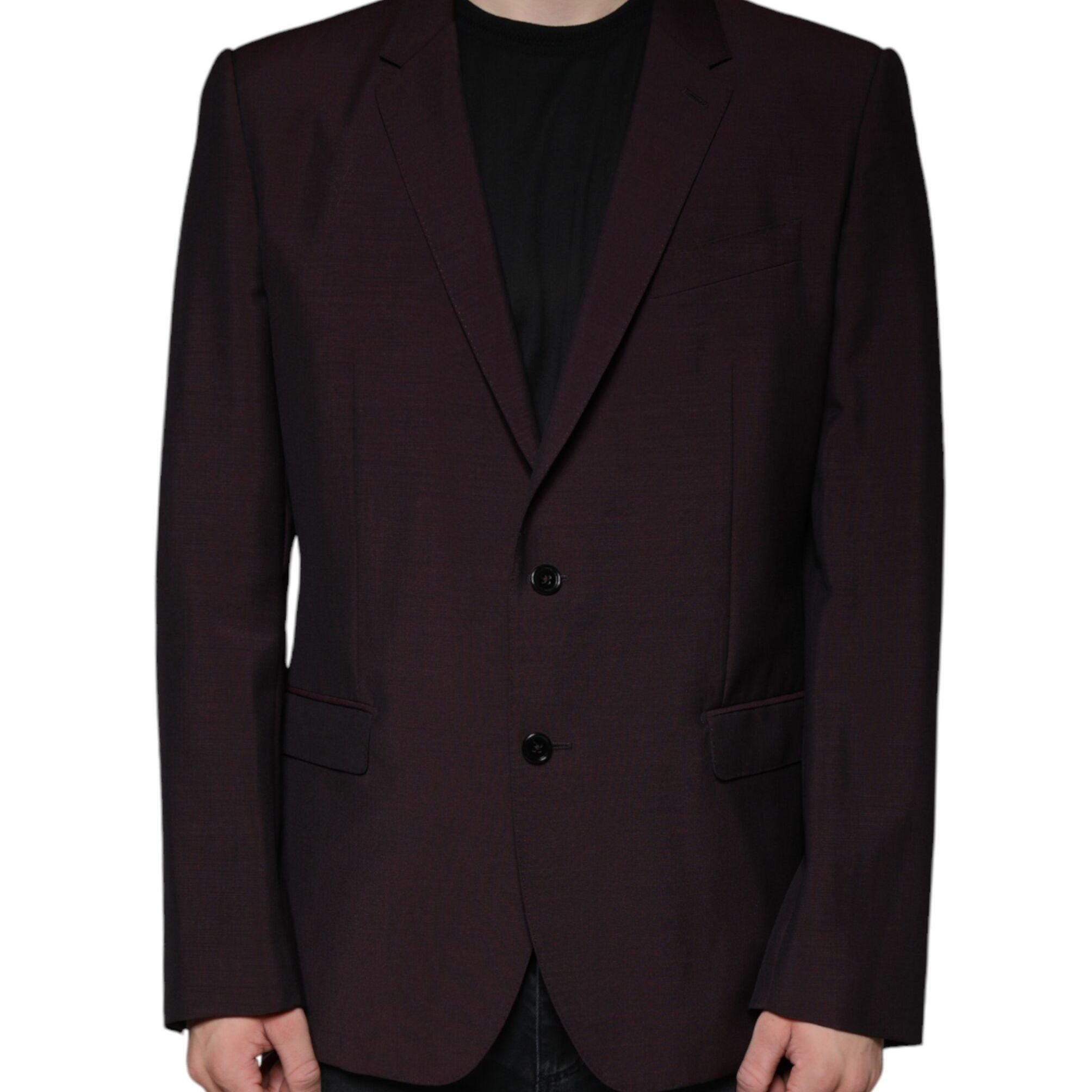 Dolce & Gabbana Bordeaux Wool Single Breasted Dress Blazer