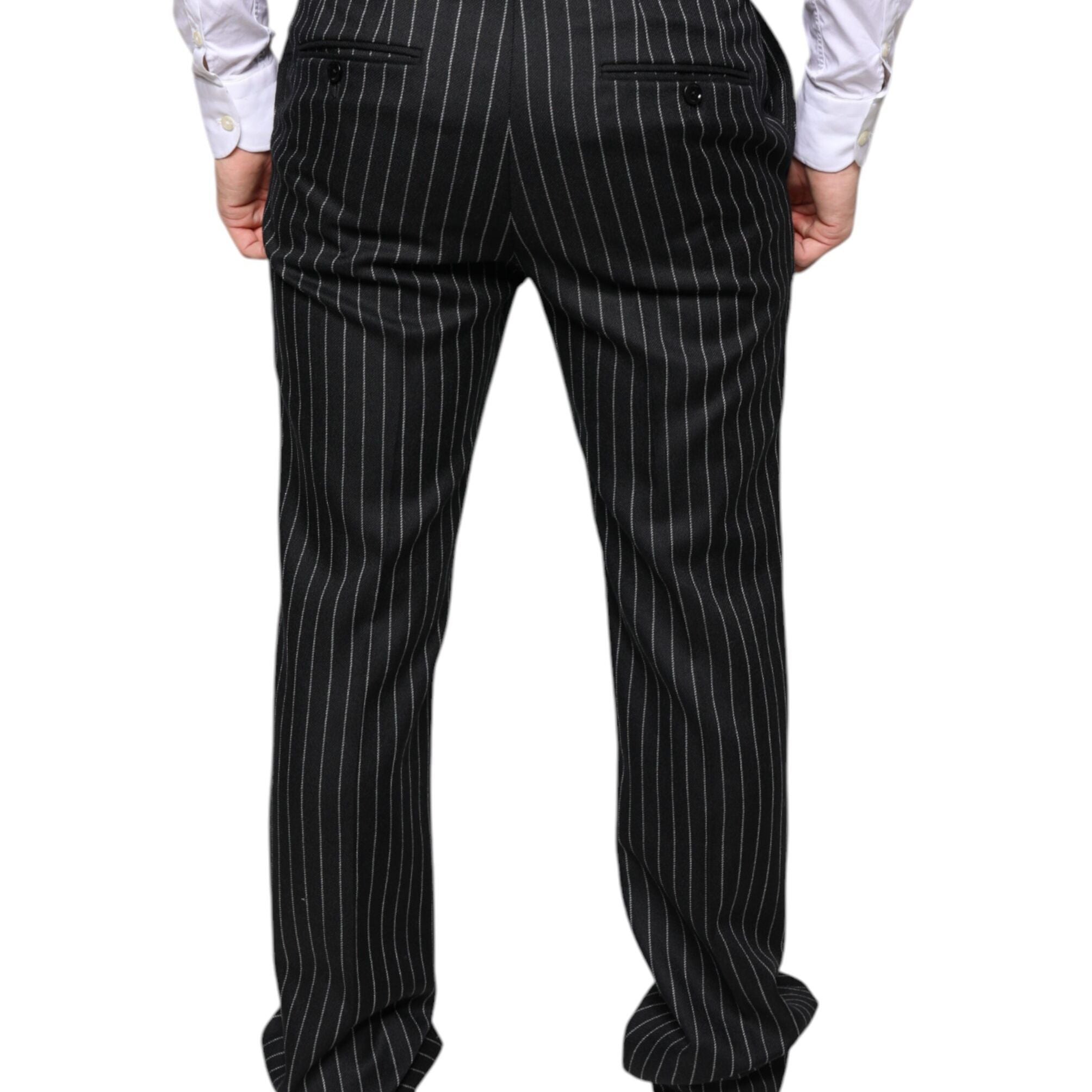 Dolce & Gabbana Black Stripes Skinny Men Dress Pants