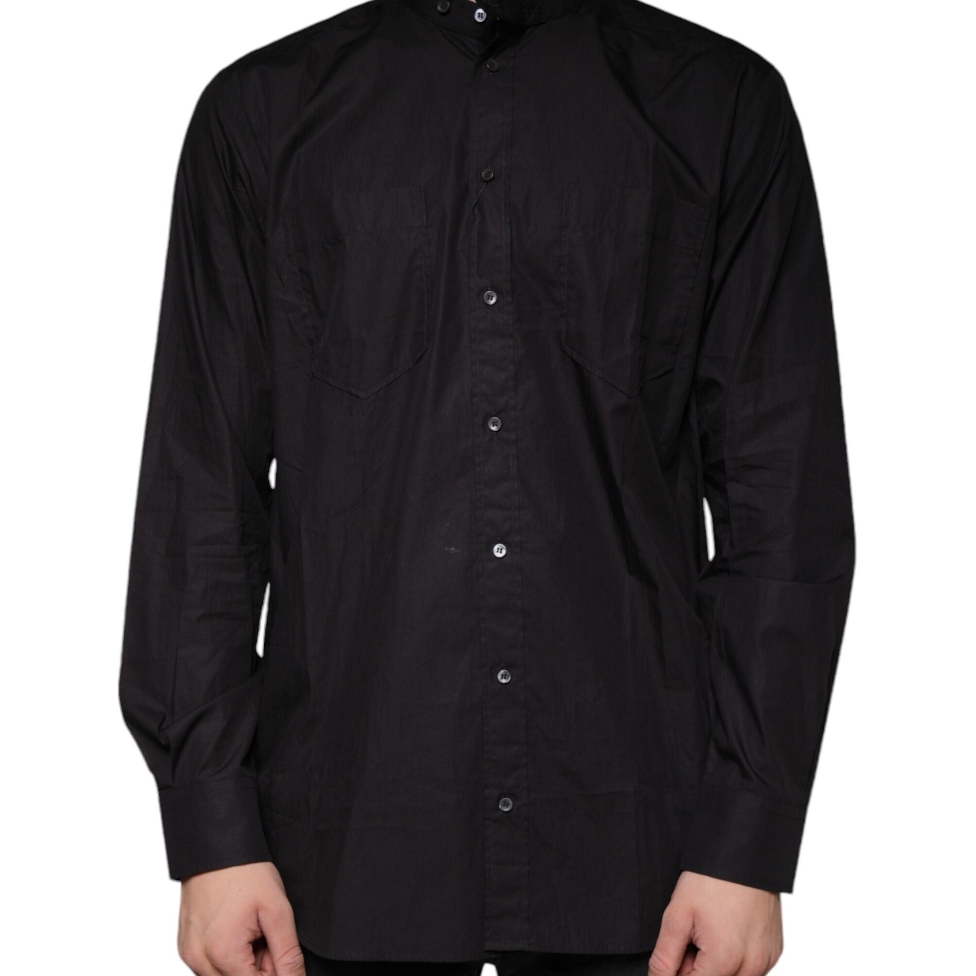 Dolce & Gabbana Black Cotton Button Down Men Casual Shirt