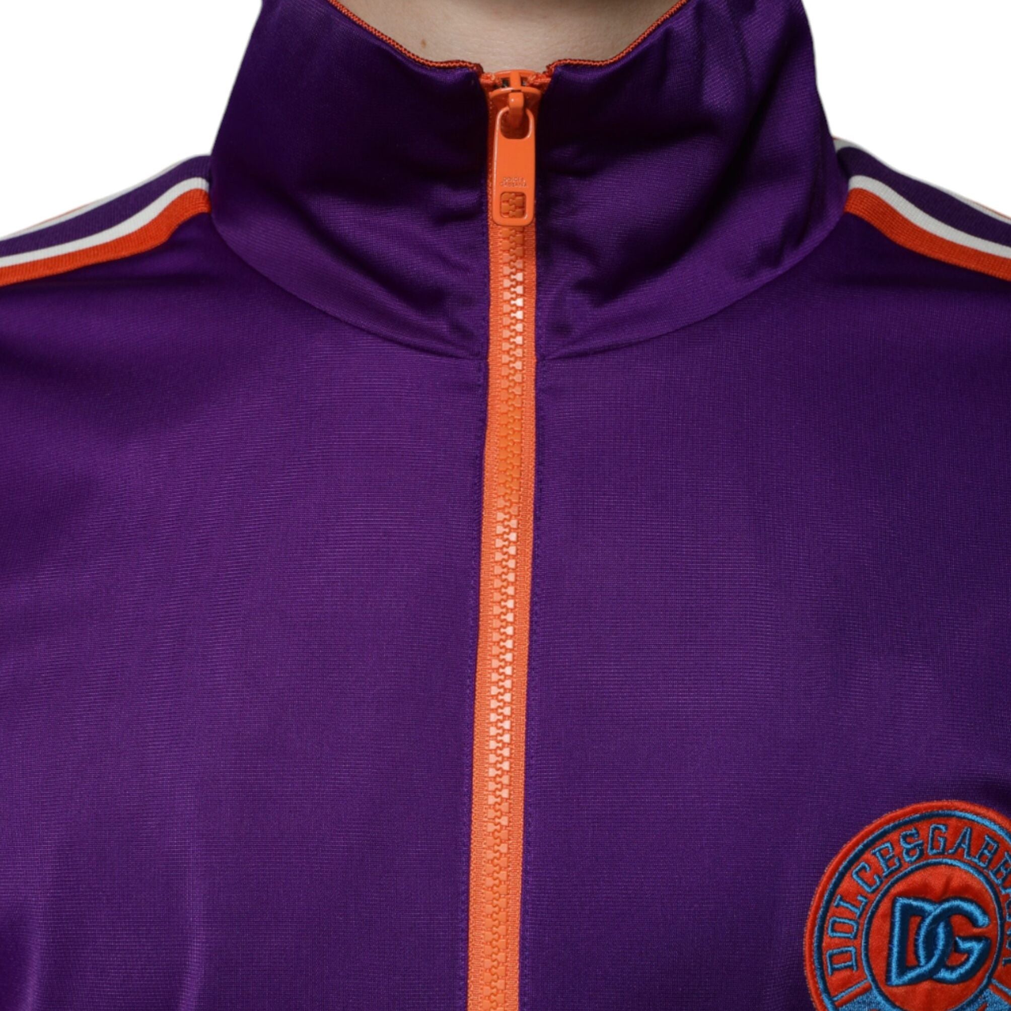 Dolce & Gabbana Purple Polyester Full Zip Long Sleeve Sweater