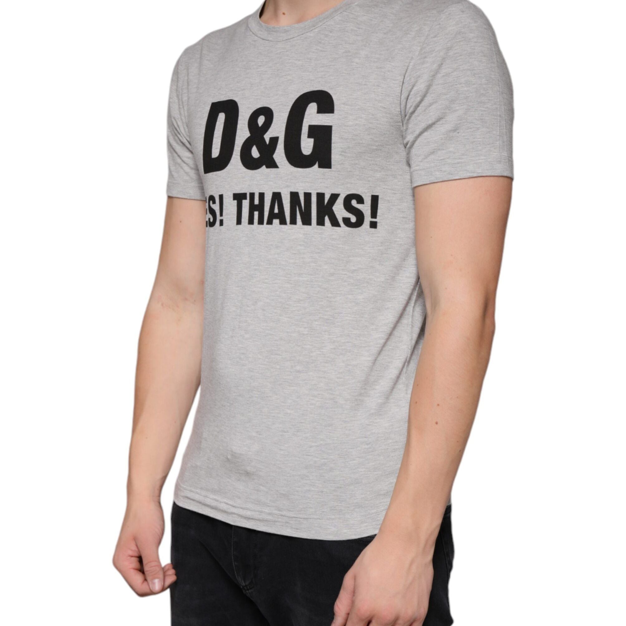 Dolce & Gabbana Gray Logo Print Crewneck Short Sleeve T-shirt