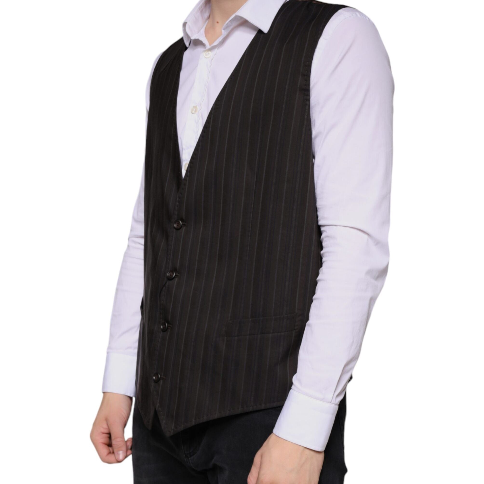 Dolce & Gabbana Black Cotton Waistcoat Dress Formal Vest