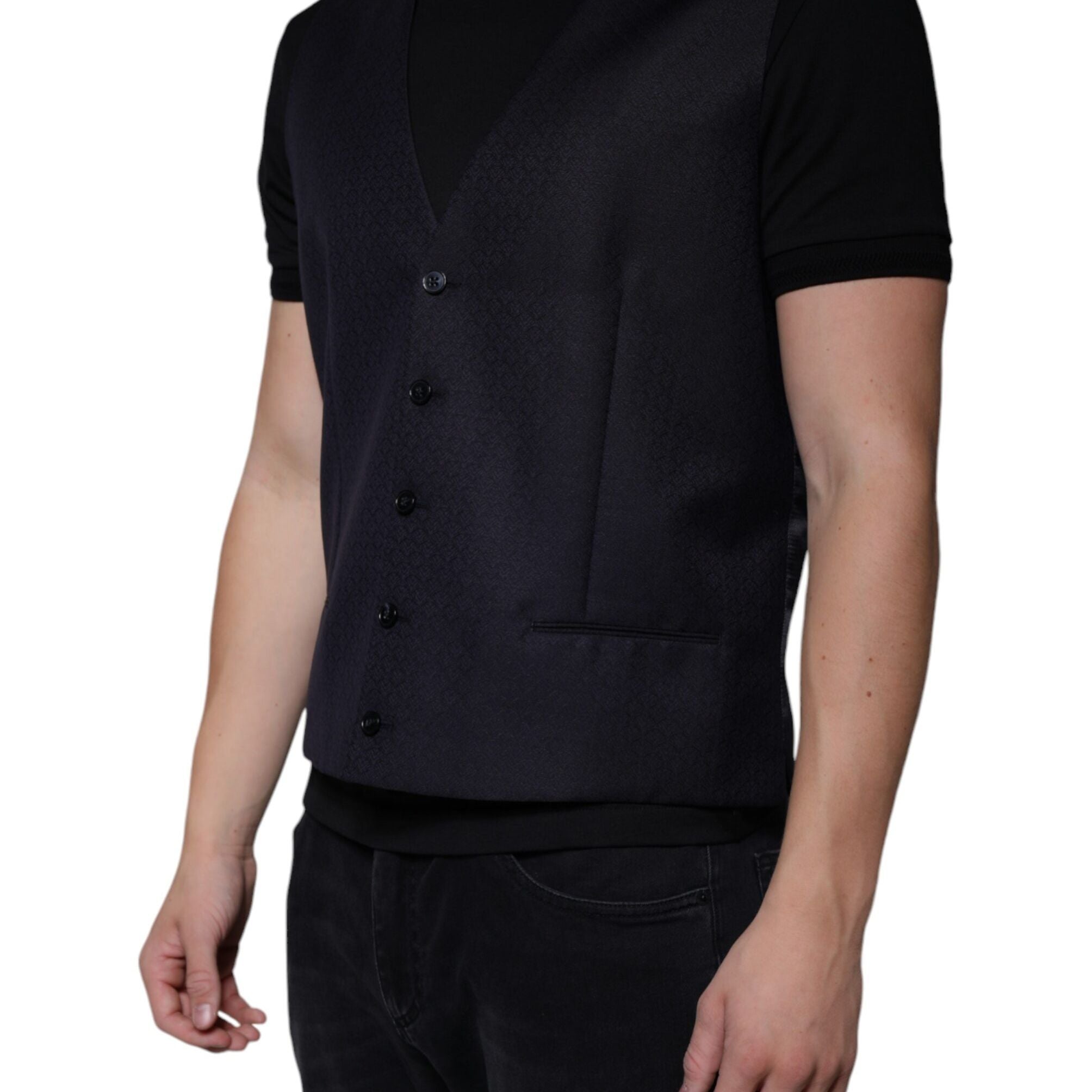 Dolce & Gabbana Black Wool Waistcoat Dress Formal Vest