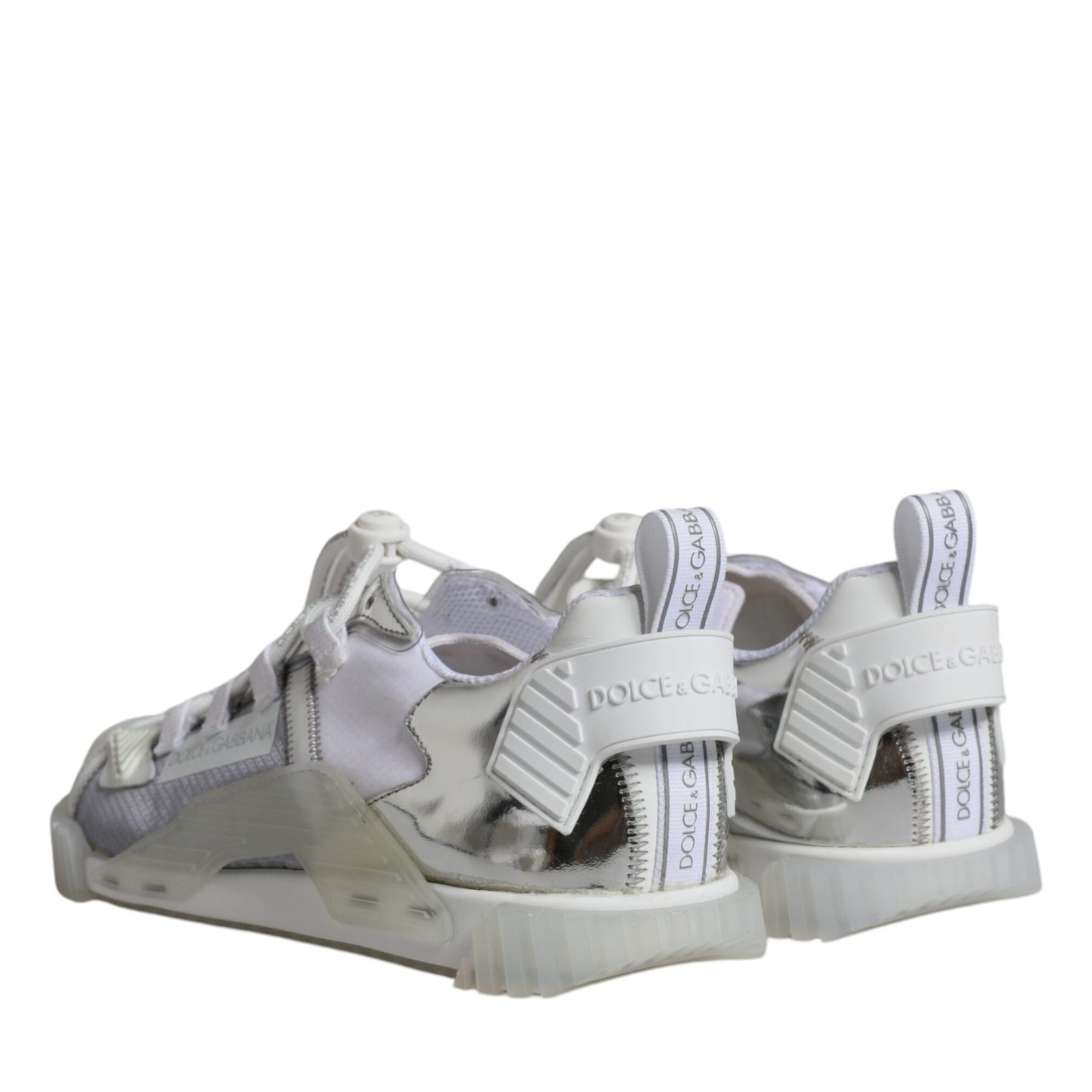 Dolce & Gabbana White Silver Low Top NS1 Sneakers Shoes