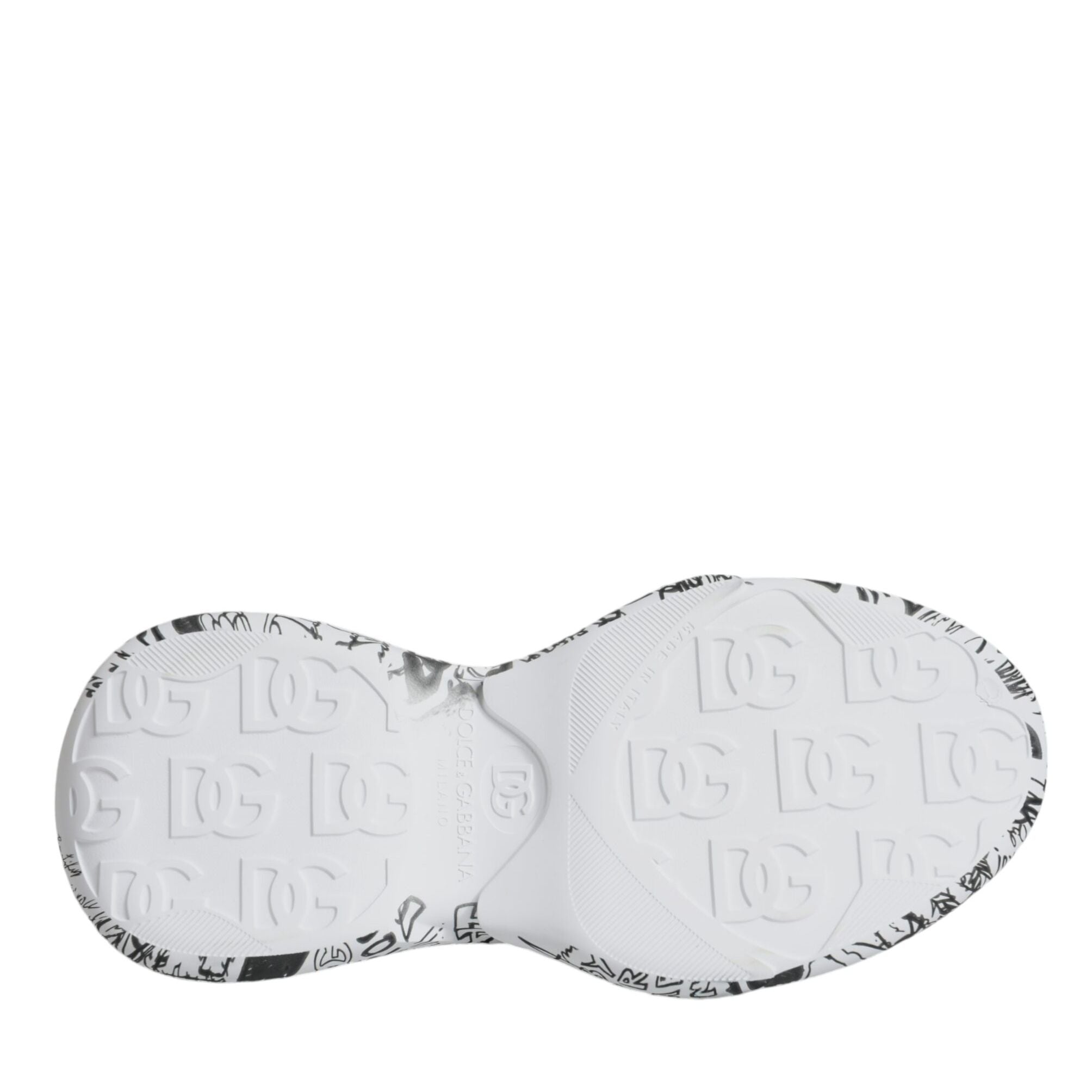 Dolce & Gabbana White Black Graffiti Daymaster Sneakers Shoes