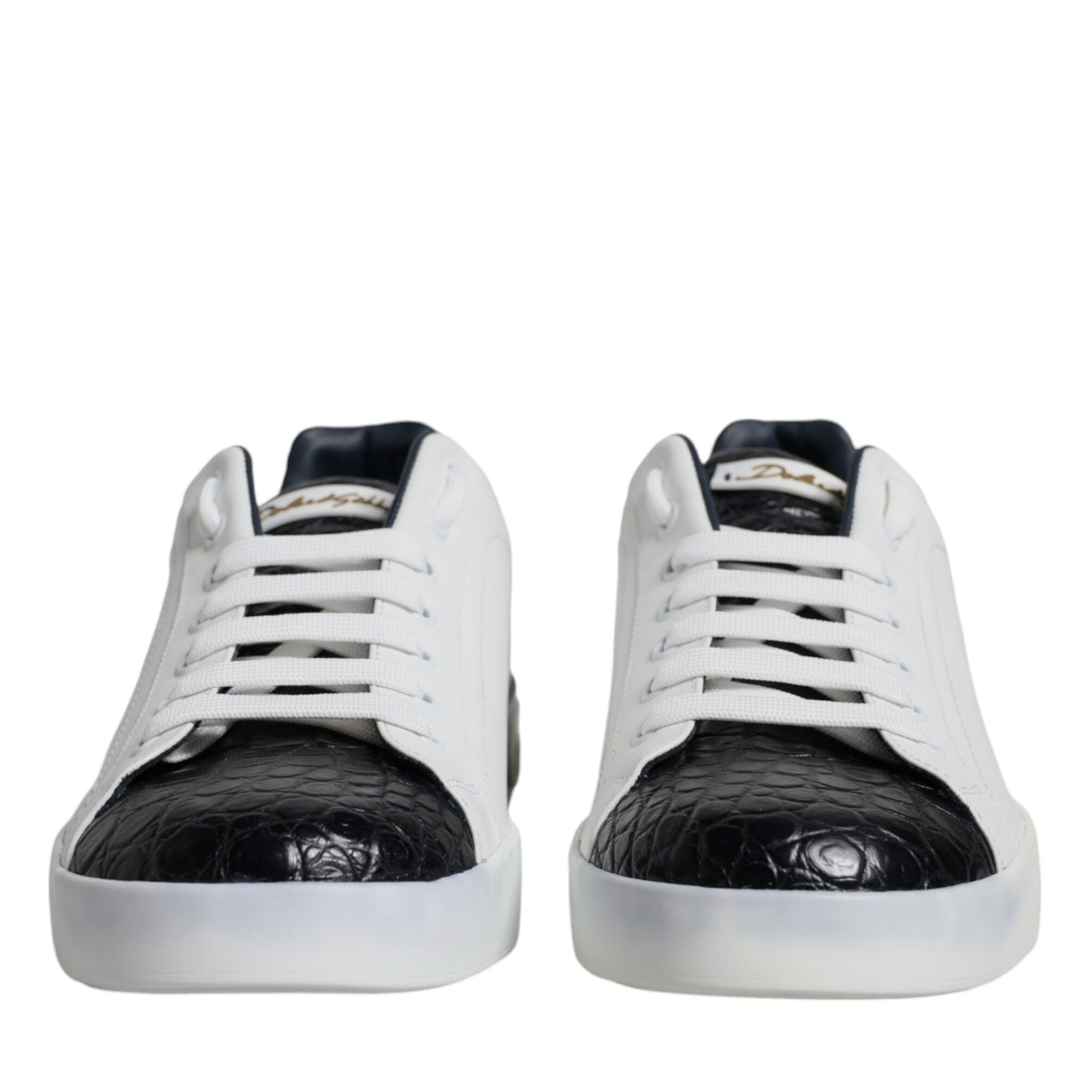 Dolce & Gabbana White Leather Logo Portofino Sneaker Shoes