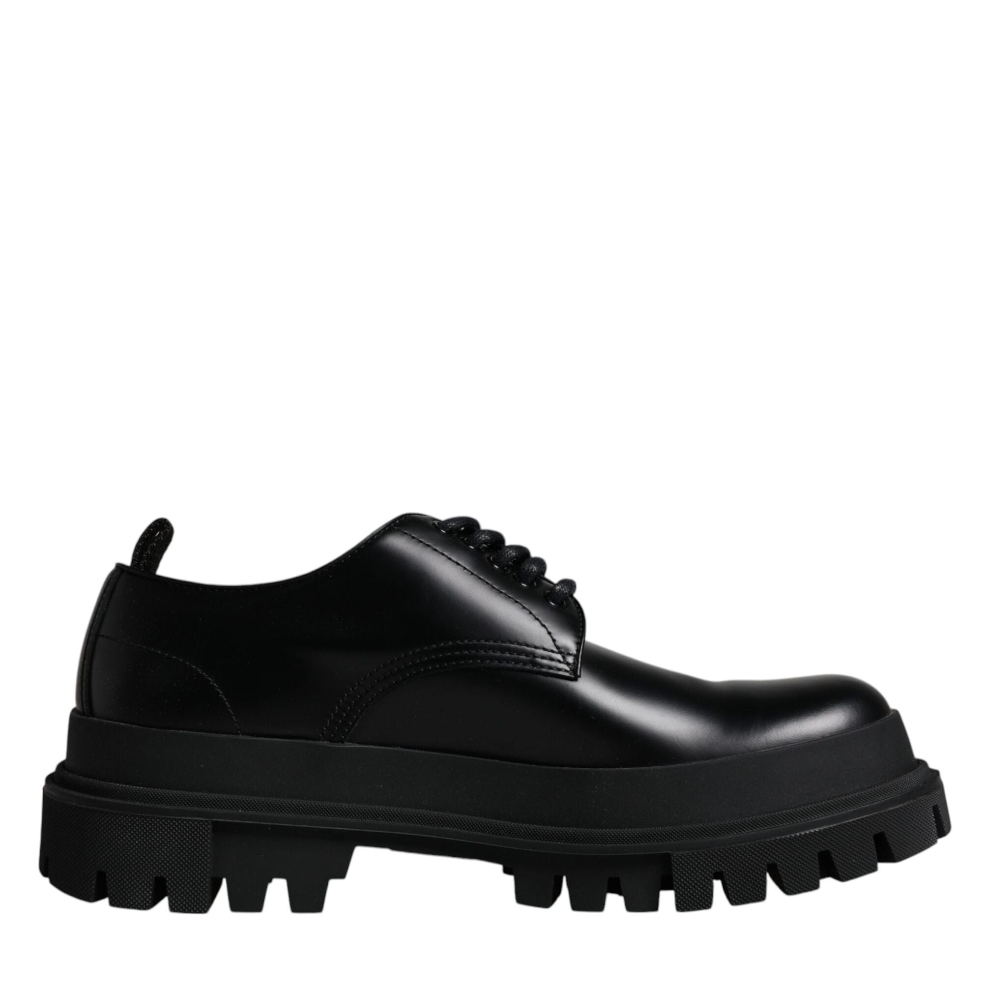 Dolce & Gabbana Black Leather Lace Up Trekking Dress Shoes