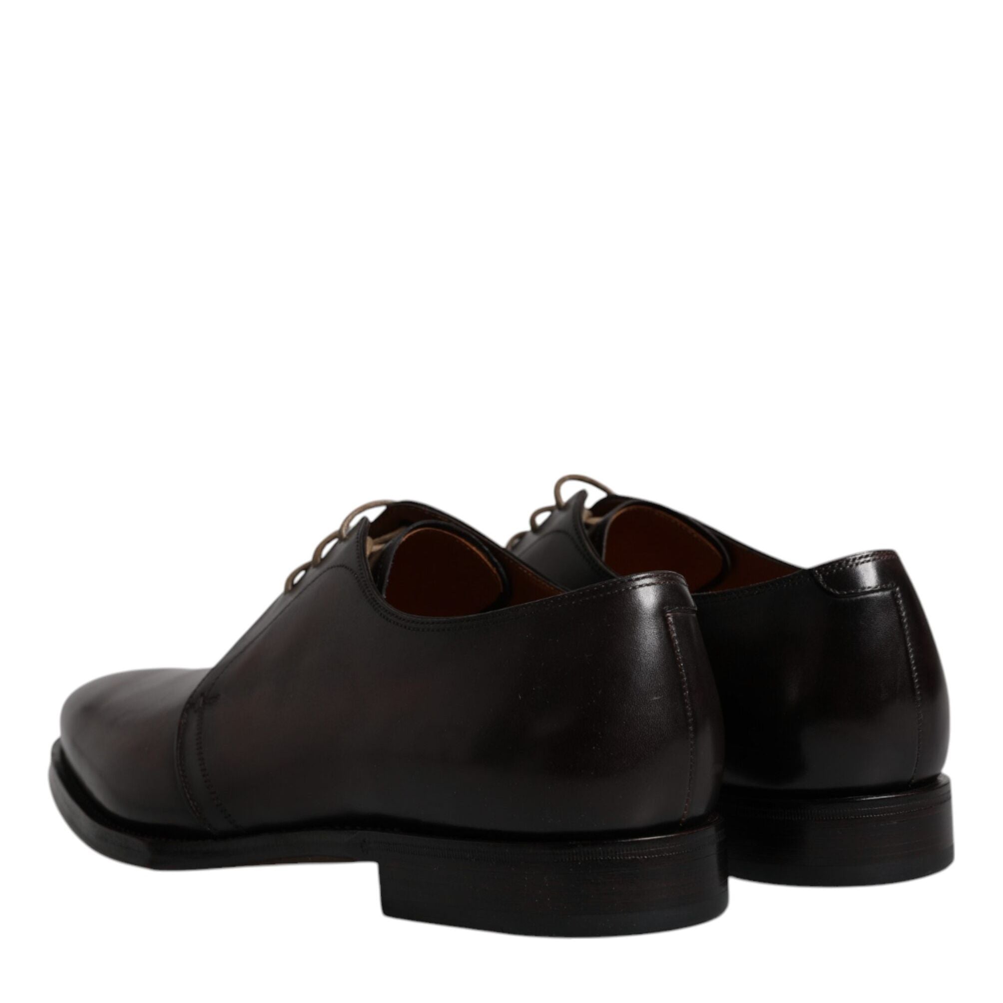 Dolce & Gabbana Brown Leather Lace Up Men Derby Formal Shoes