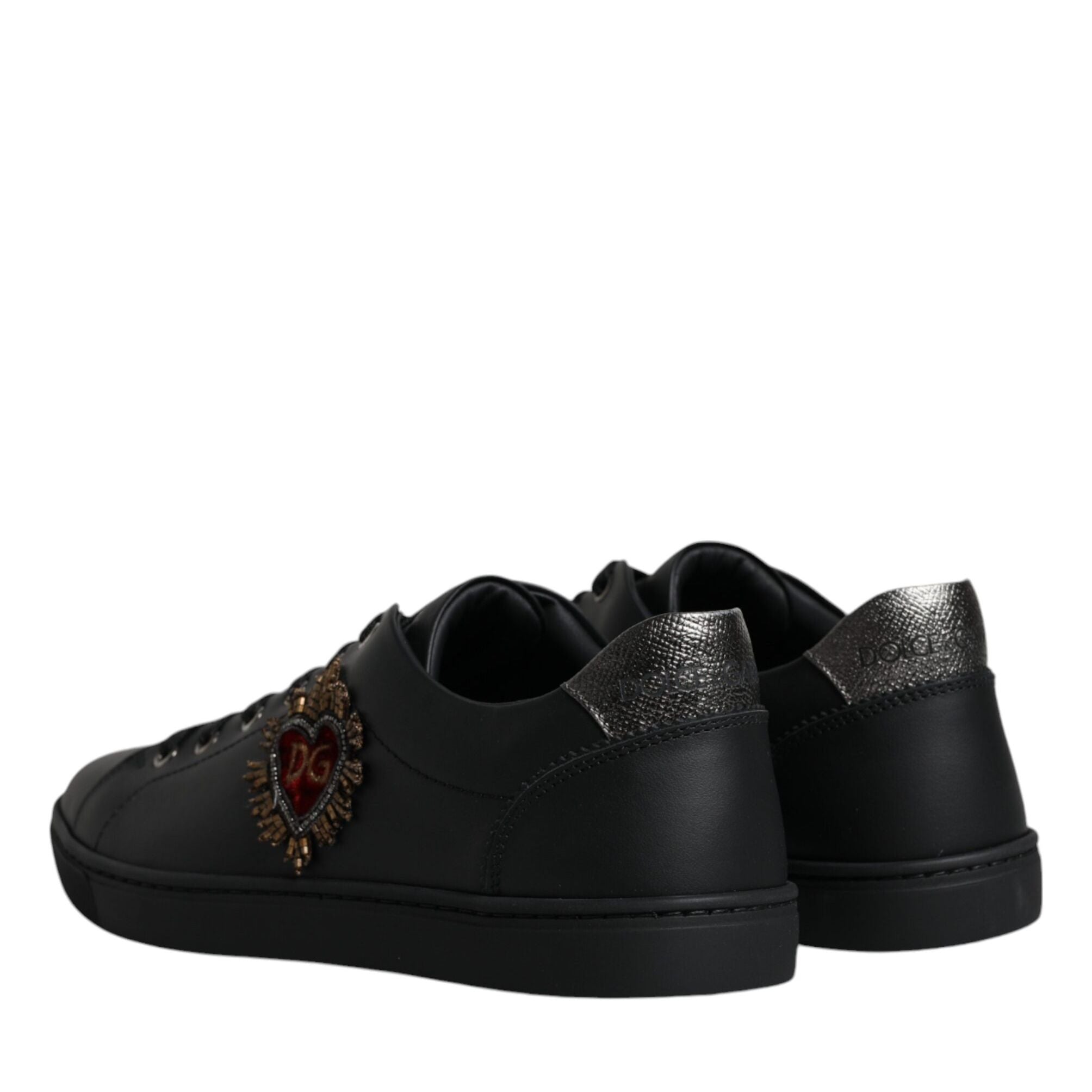 Dolce & Gabbana Black London Sacred Heart Men Sneakers Shoes