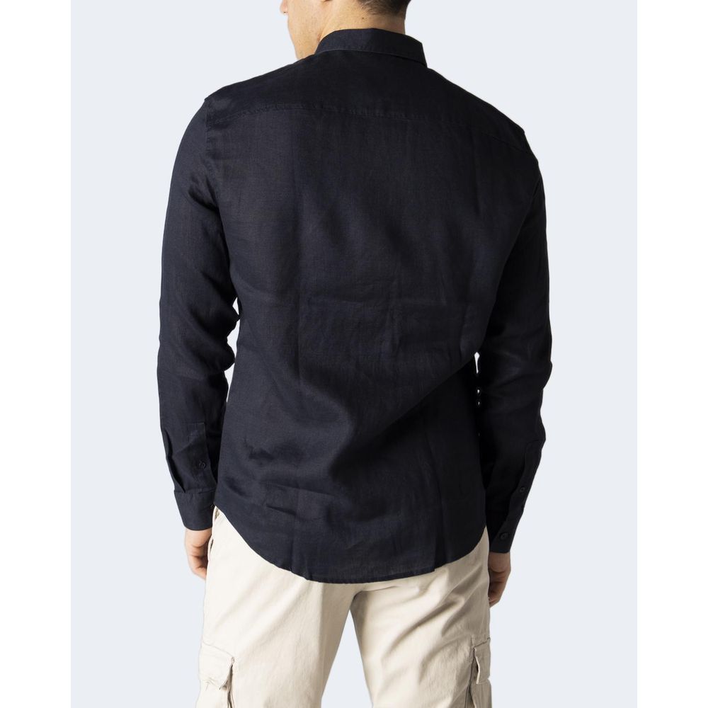 Armani Exchange Blue Linen Dress Shirt