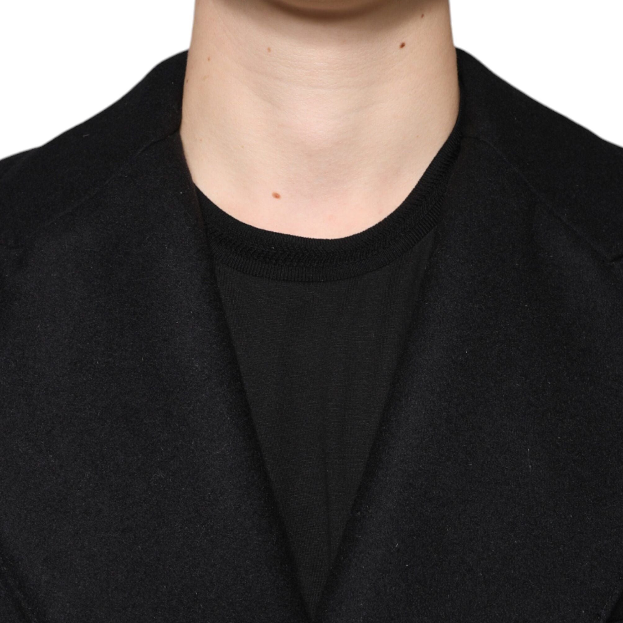 Dolce & Gabbana Black Wool Double Breasted Men Coat Jacket