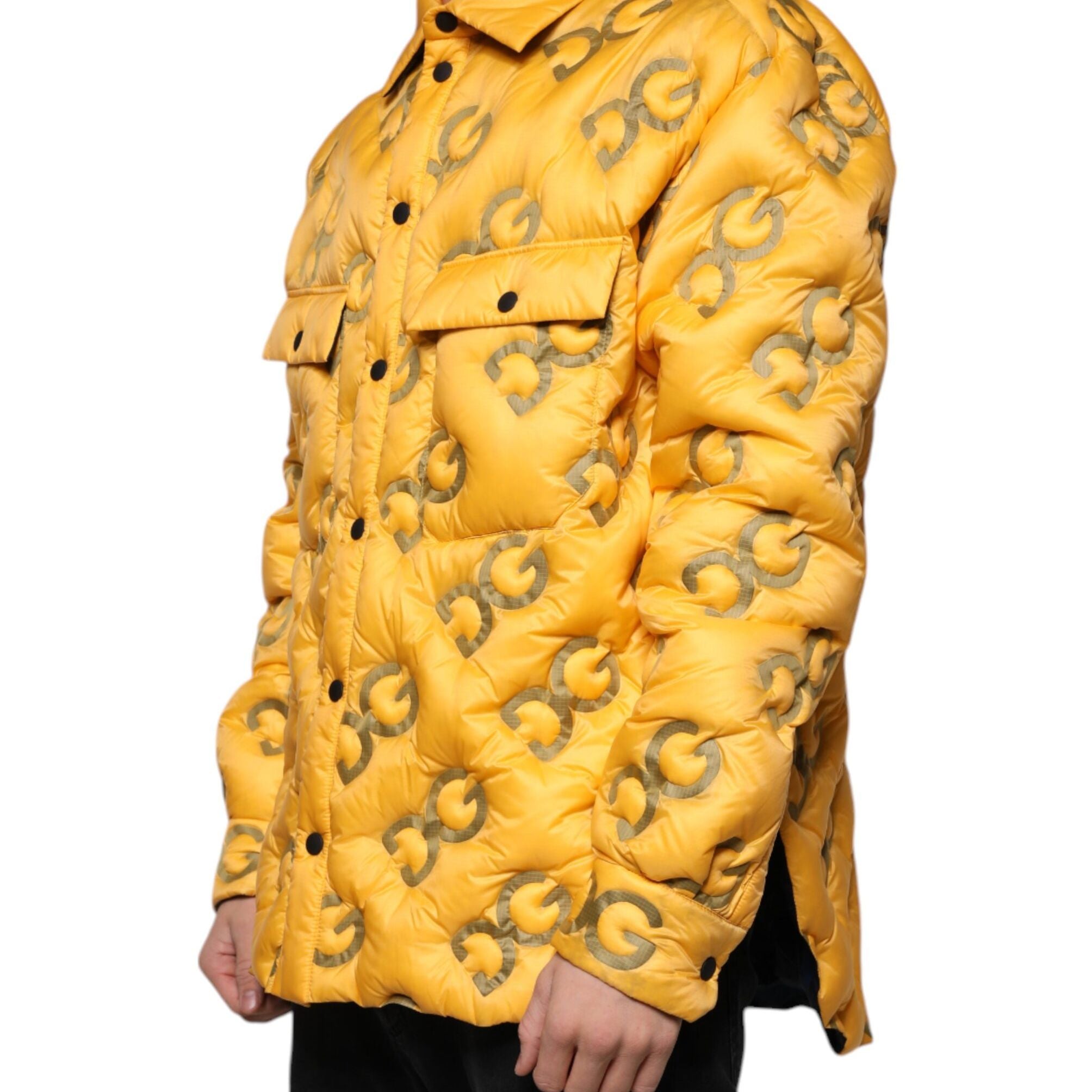 Dolce & Gabbana Yellow Logo Padded Buttoned Blouson Jacket