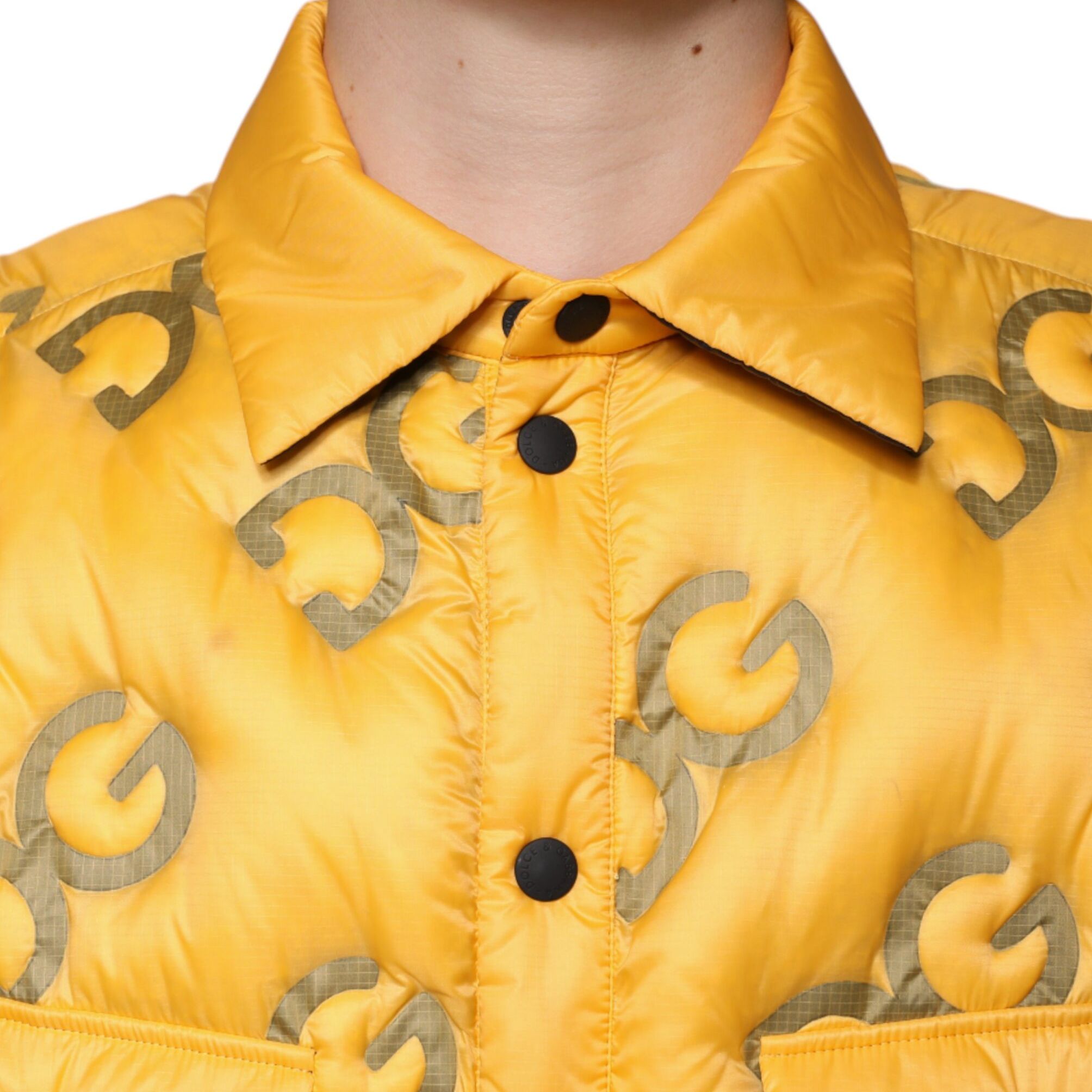 Dolce & Gabbana Yellow Logo Padded Buttoned Blouson Jacket