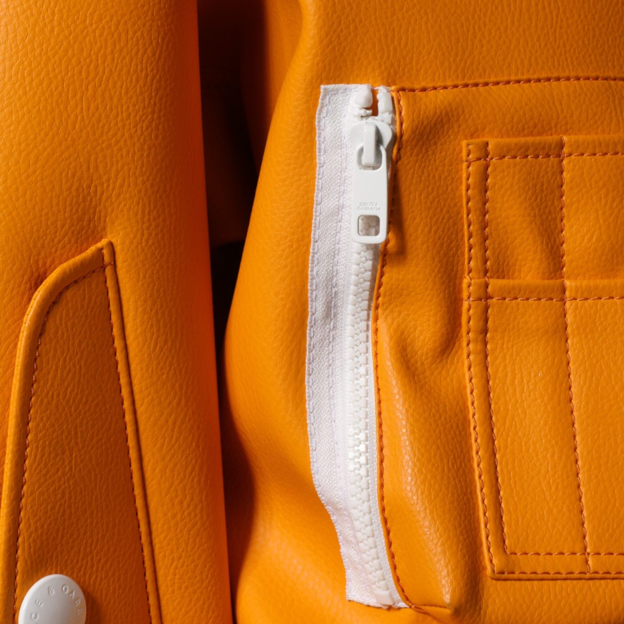 Dolce & Gabbana Orange White Full Zip Jersey Bomber Jacket