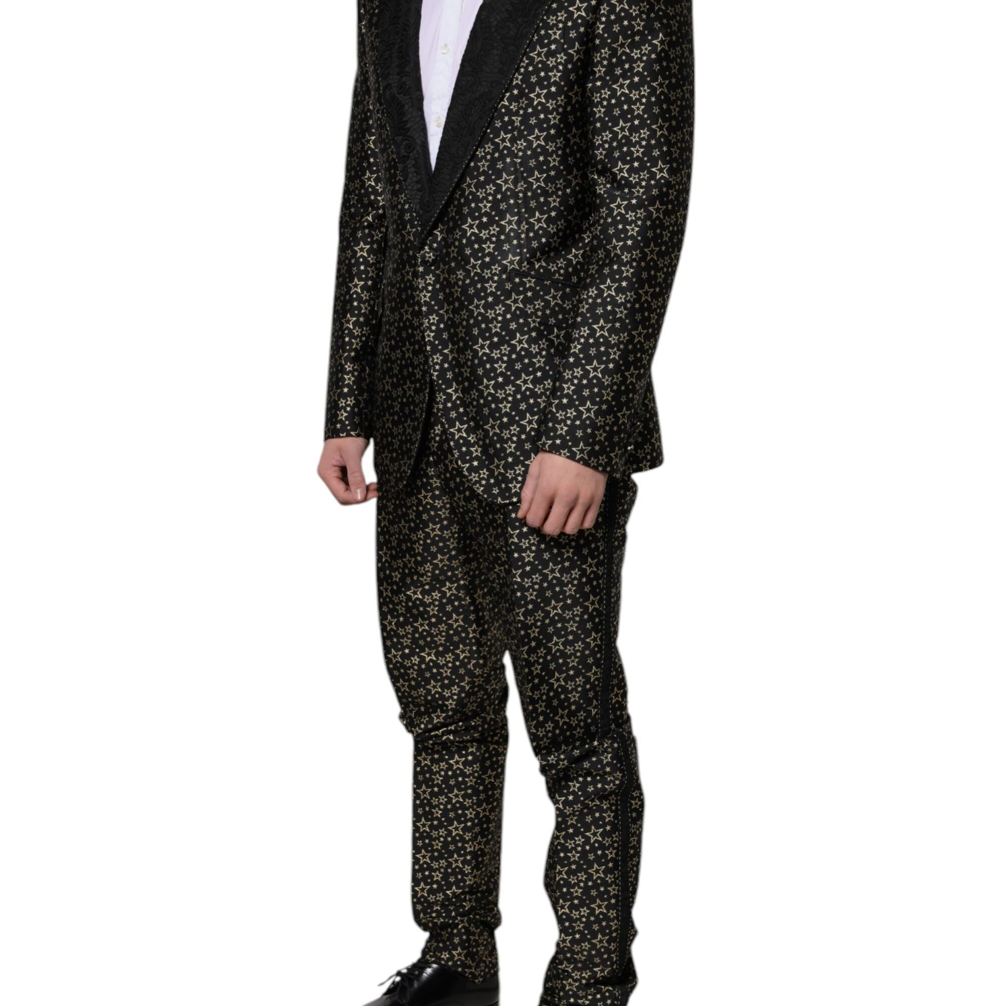 Dolce & Gabbana Black Stars Jacquard SICILIA 2 Piece Suit