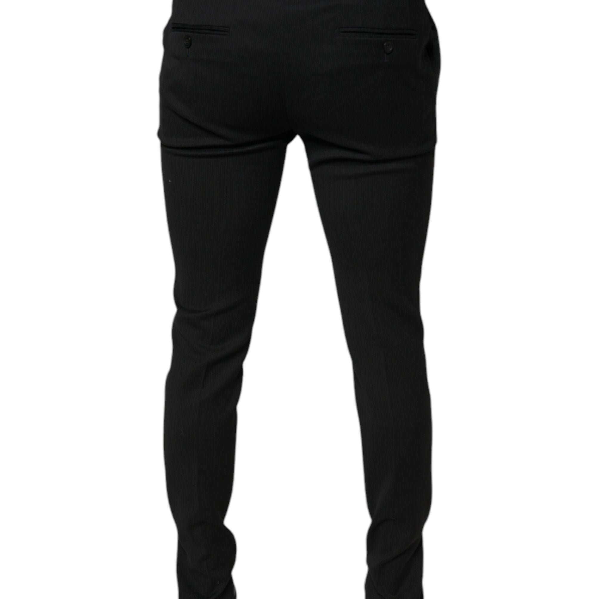 Dolce & Gabbana Black Wool Skinny Formal Dress Pants
