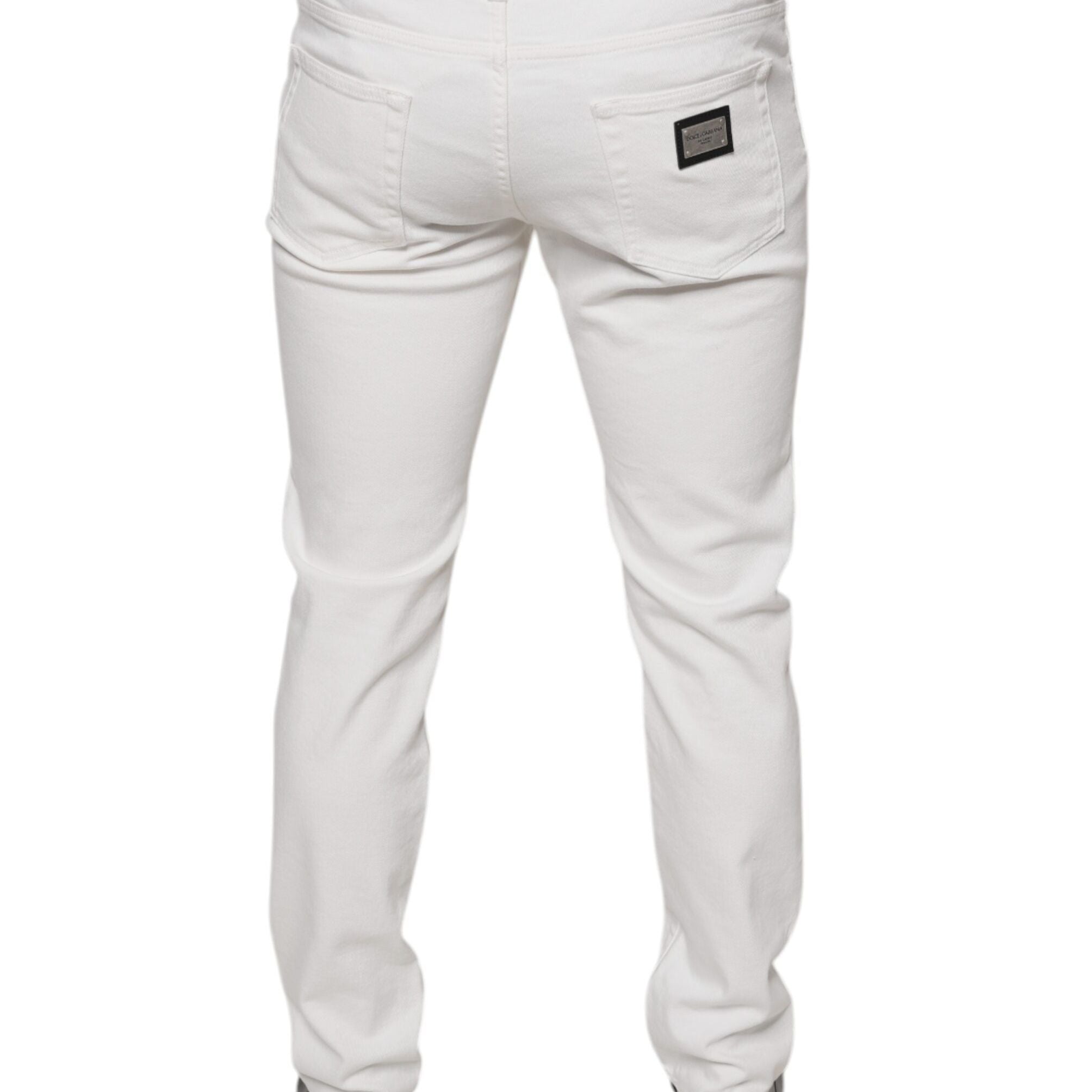 Dolce & Gabbana White Cotton Skinny Slim Men Denim Jeans