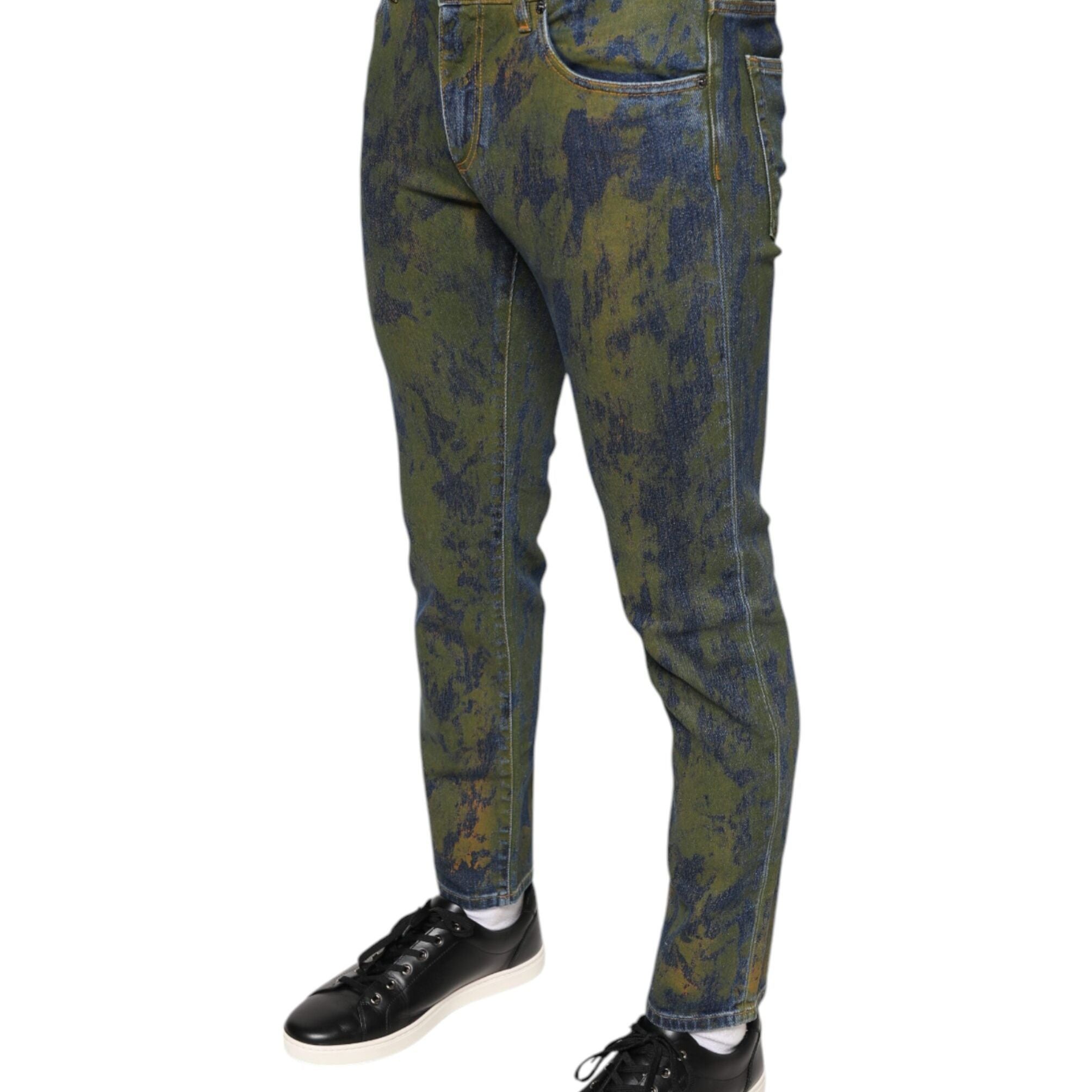 Dolce & Gabbana Blue Cotton Dye Slim Fit Men Denim Jeans