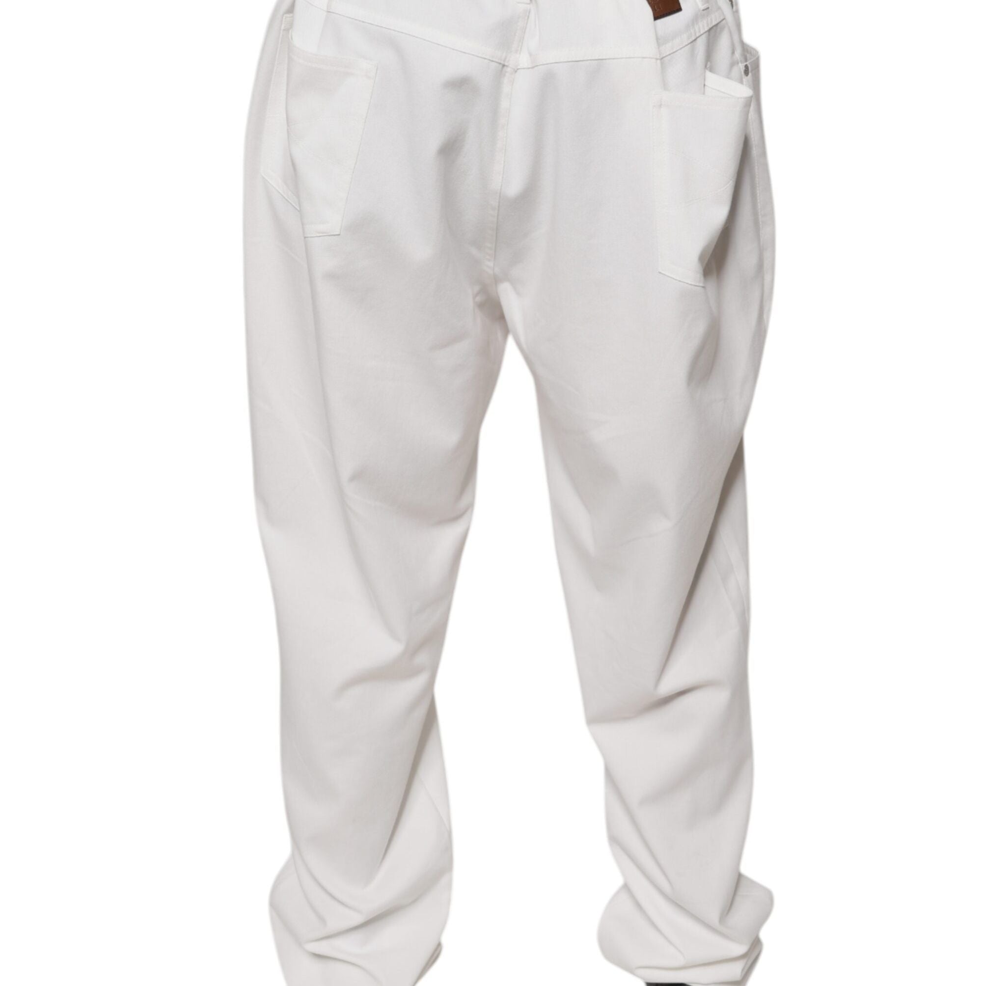 Brunello Cucinelli White Cotton Men Dress Tapered Pants