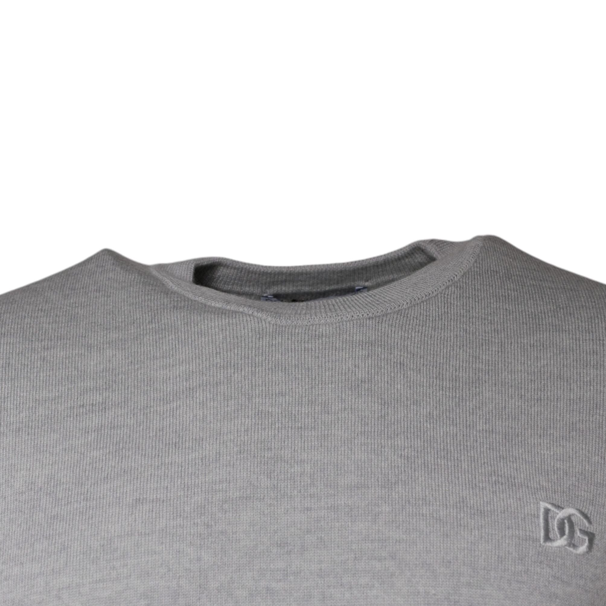 Dolce & Gabbana Light Gray Wool Crew Neck Pullover Sweater