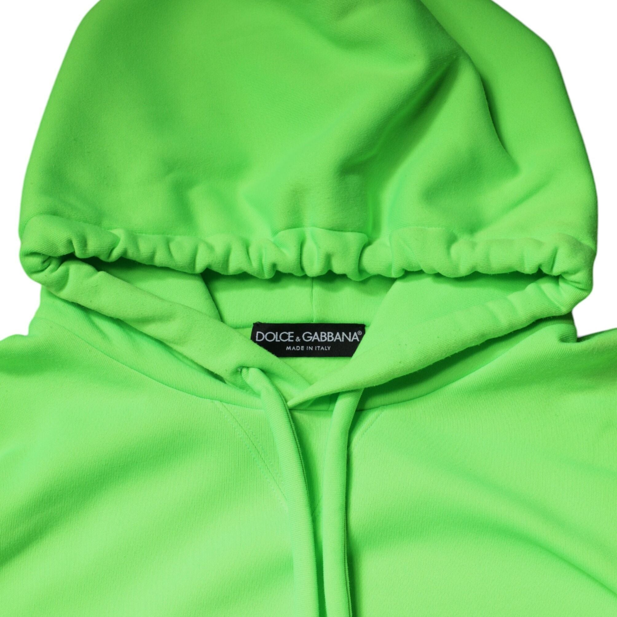 Dolce & Gabbana Green Logo Hooded Pullover Men Sweatshirt Sweater