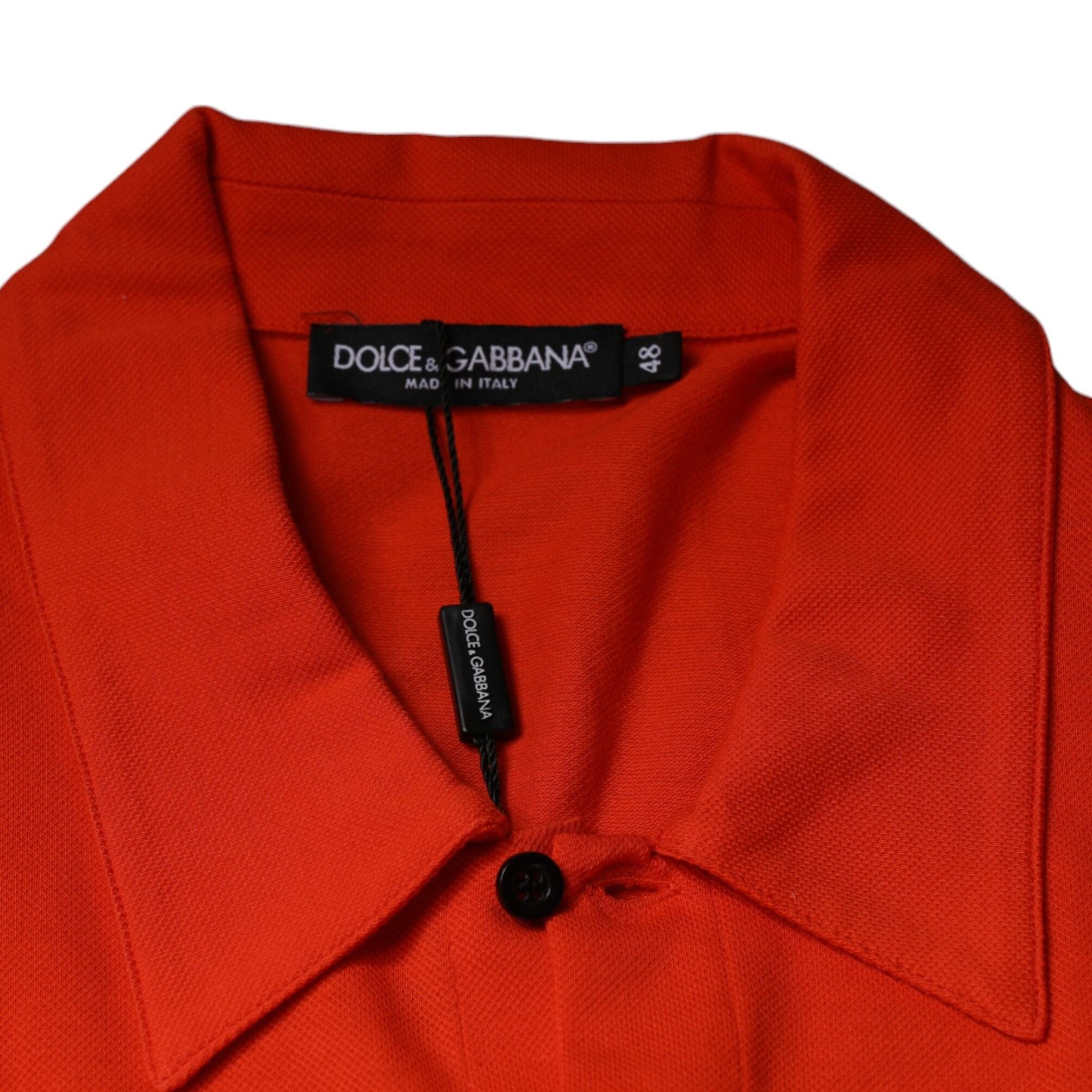 Dolce & Gabbana Orange Cotton Button Down Casual Polo Shirt