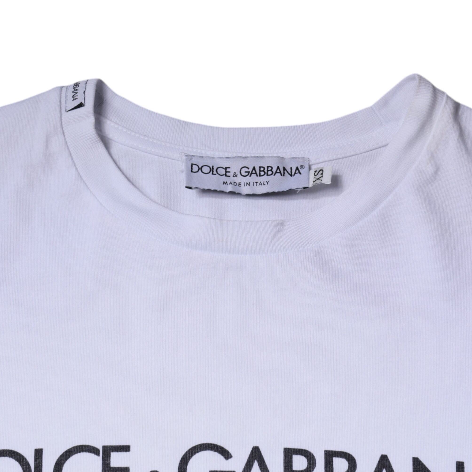 Dolce & Gabbana White Logo Print Cotton Crew Neck T-shirt