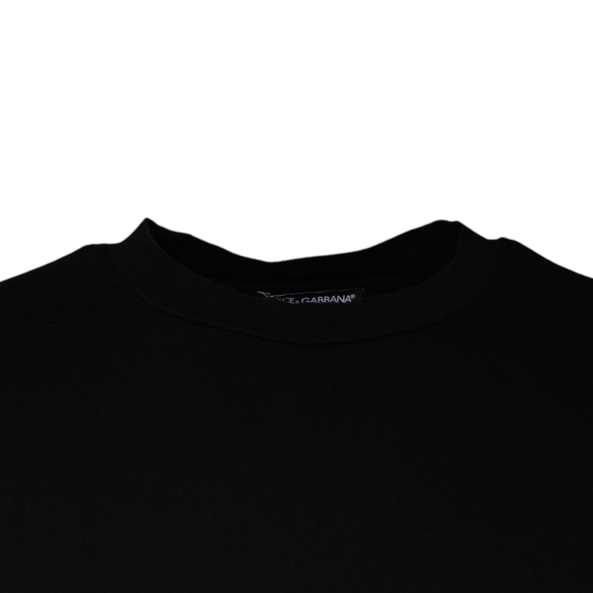Dolce & Gabbana Black Amore Print Cotton Crew Neck T-shirt