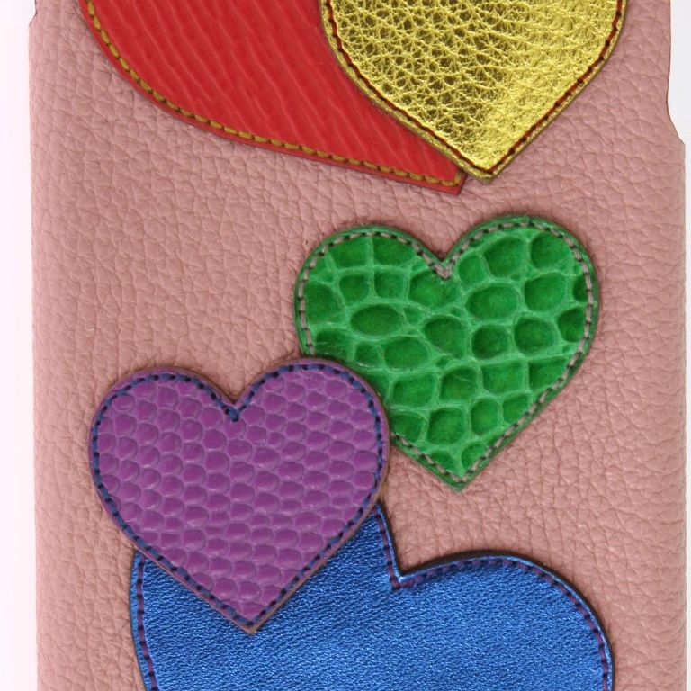 Dolce & Gabbana Pink Leather Heart Phone Cover