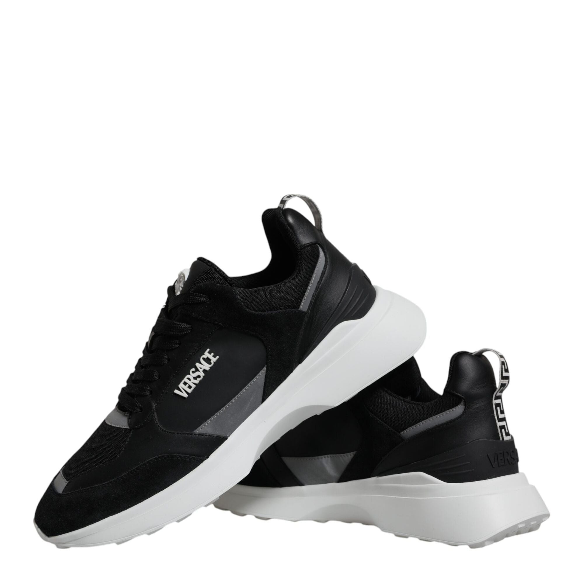 Versace Black Canvas Quad Fabric Medusa Low Top Sneaker Shoes