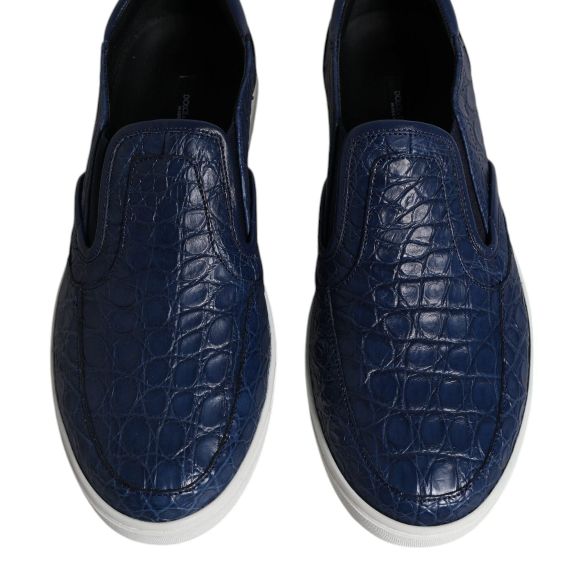 Dolce & Gabbana Blue Croc Exotic Leather Men Sneakers Shoes
