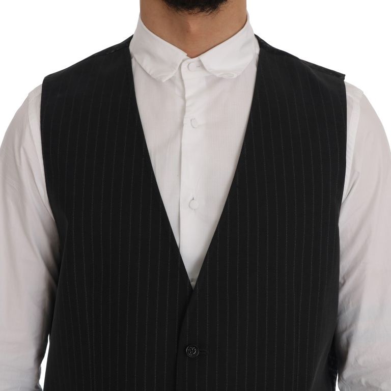 Dolce & Gabbana Gray STAFF Cotton Striped Vest