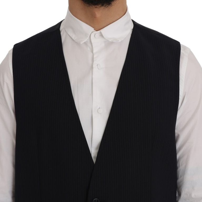 Dolce & Gabbana Black STAFF Wool Striped Vest