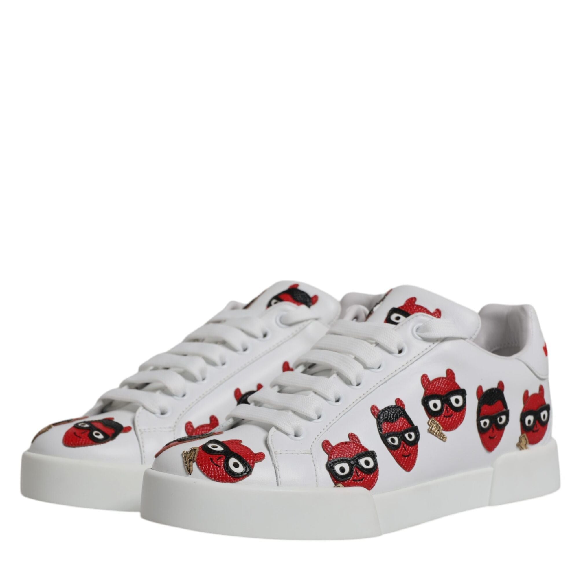 Dolce & Gabbana White Devil Face Portofino Sneakers Shoes