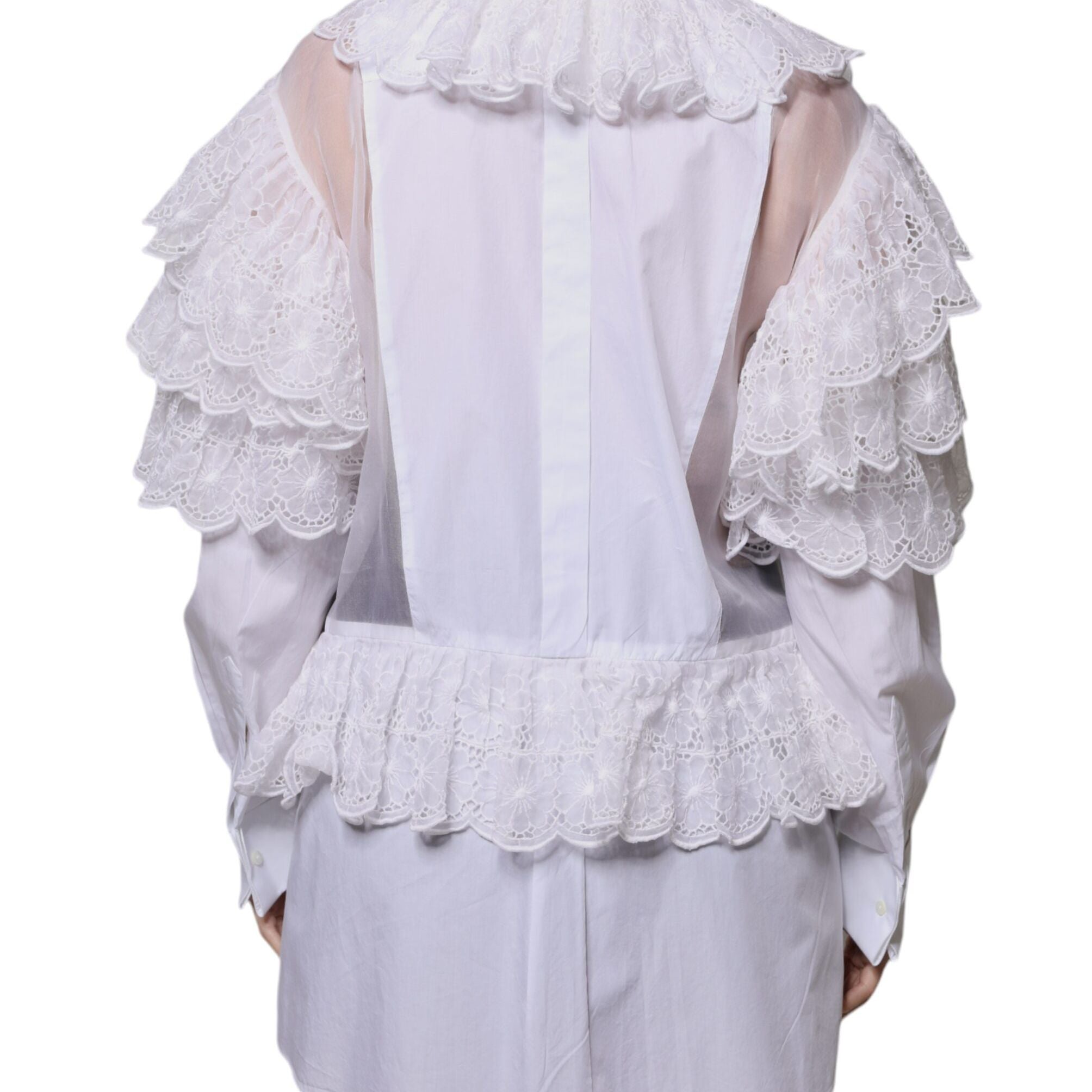 Dolce & Gabbana White Cotton Poplin Shirt Dress Blouse Top