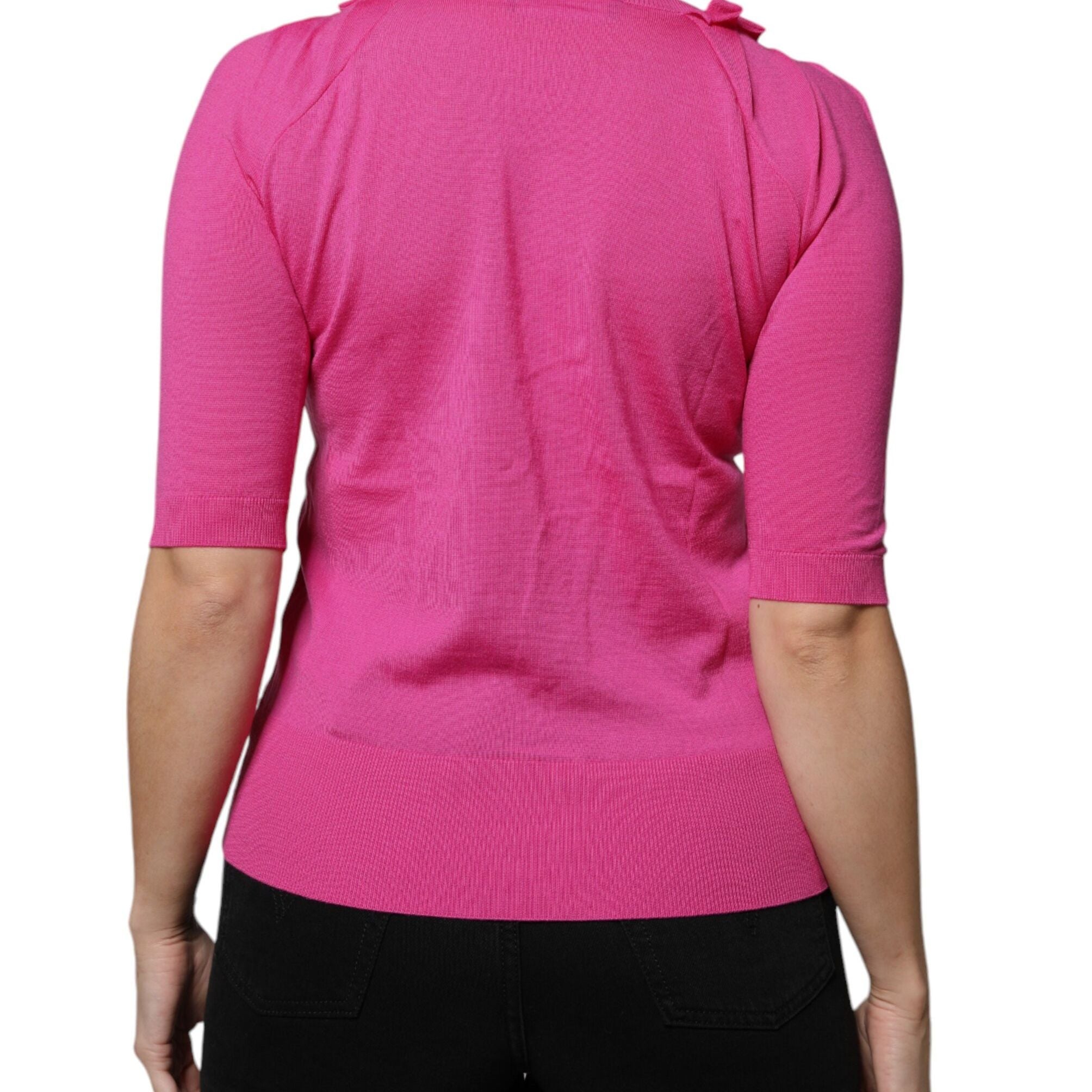 Dolce & Gabbana Pink Wool Button Down Cardigan Sweater